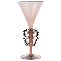 Vintage Vittorio Zecchin Attributed Venini Murano Blown Glass Fluted Vase