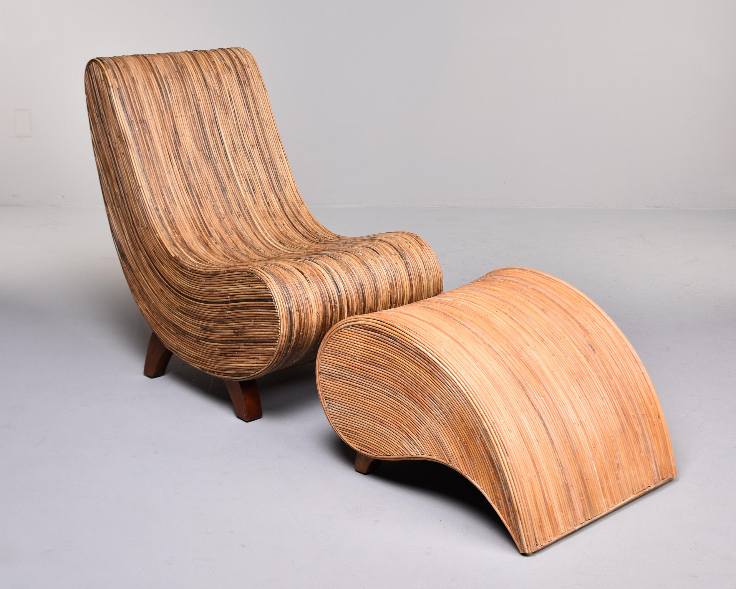 Vintage Vivai Del Sud Pencil Reed Lounge Chair With Ottoman 2