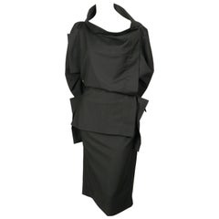 vintage VIVIENNE WESTWOOD schwarzes drapiertes Oberteil und Rock Anzug