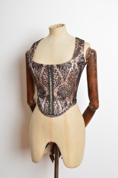 Vintage Vivienne Westwood Black Lace Nude Satin Corset - Bustier Top Circa 1990