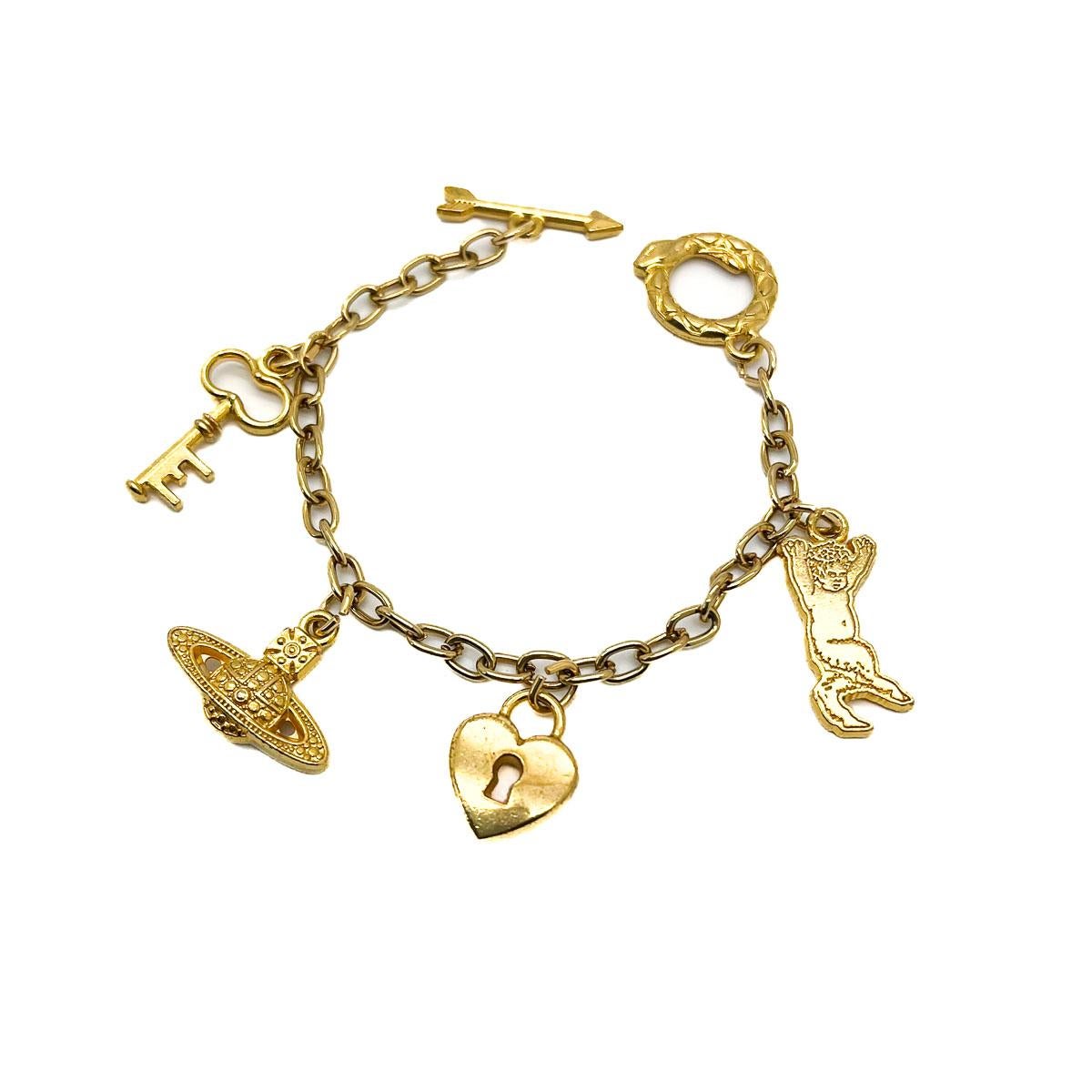Vintage Vivienne Westwood Eternal Love Charm Bracelet 1990s In Good Condition In Wilmslow, GB