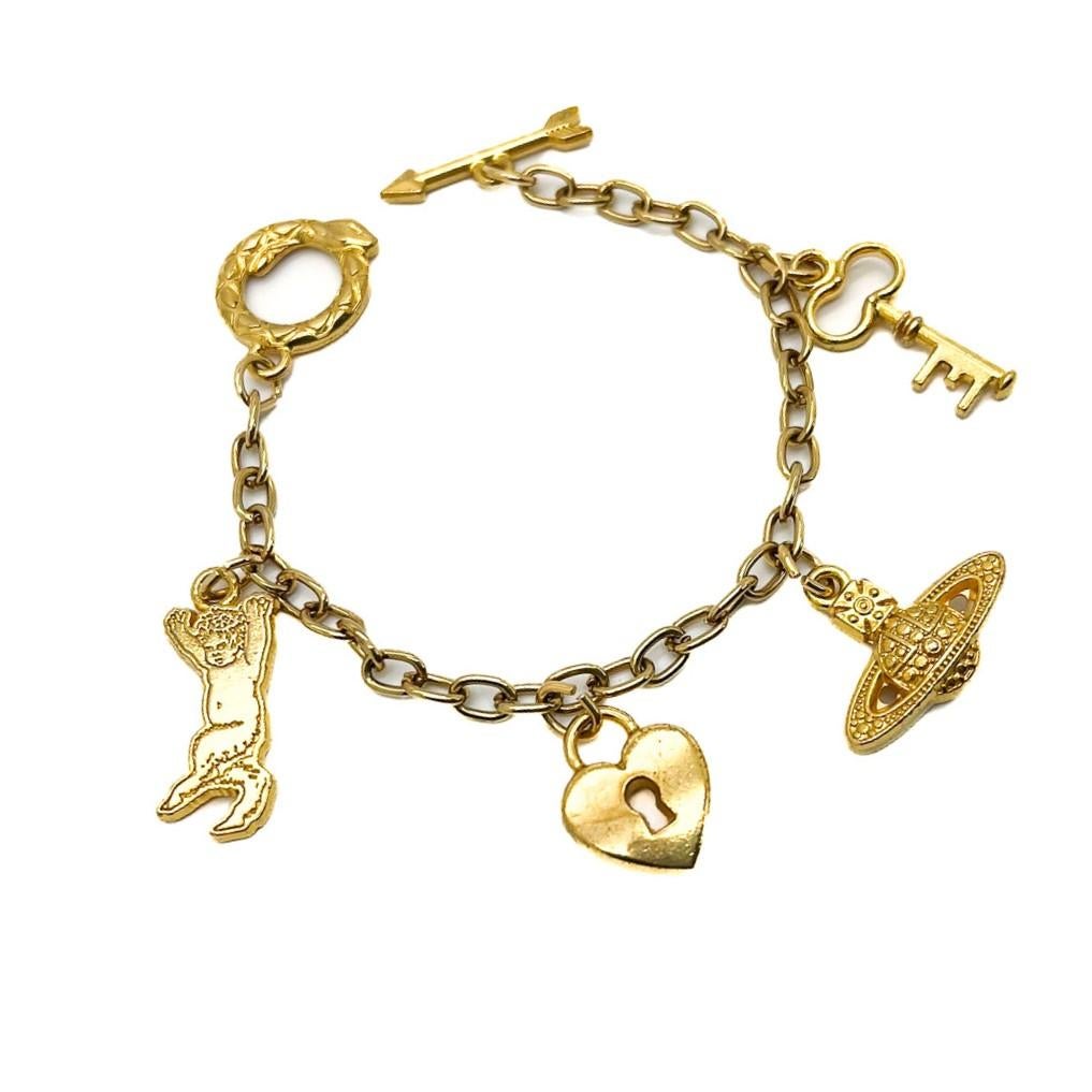 Women's or Men's Vintage Vivienne Westwood Eternal Love Charm Bracelet 1990s