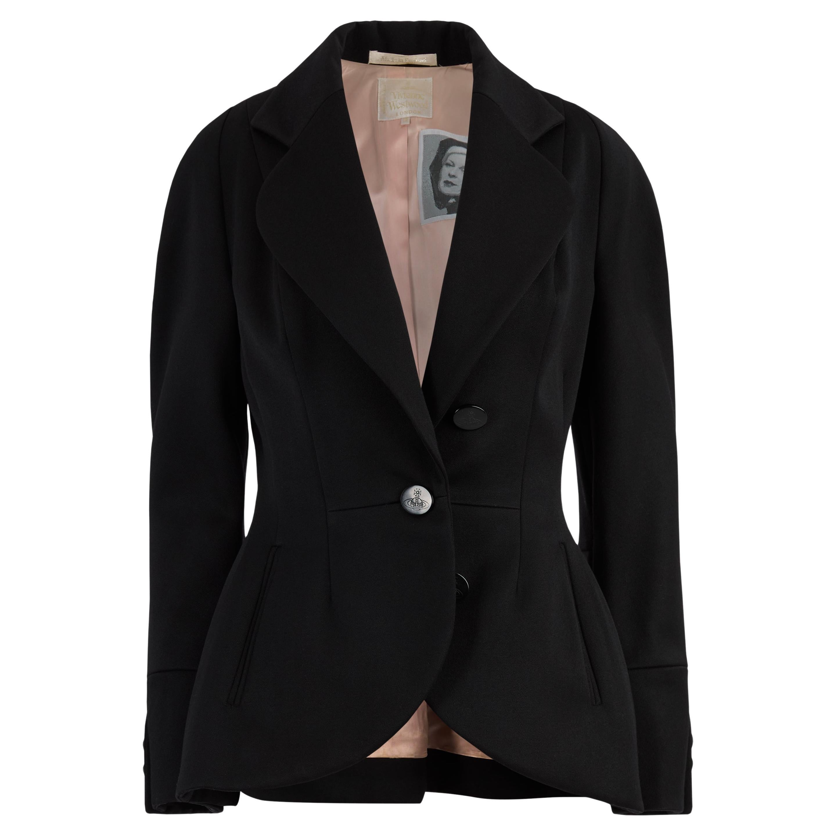 Vintage Vivienne Westwood F/W 1995 Runway Black Wool Blazer For Sale