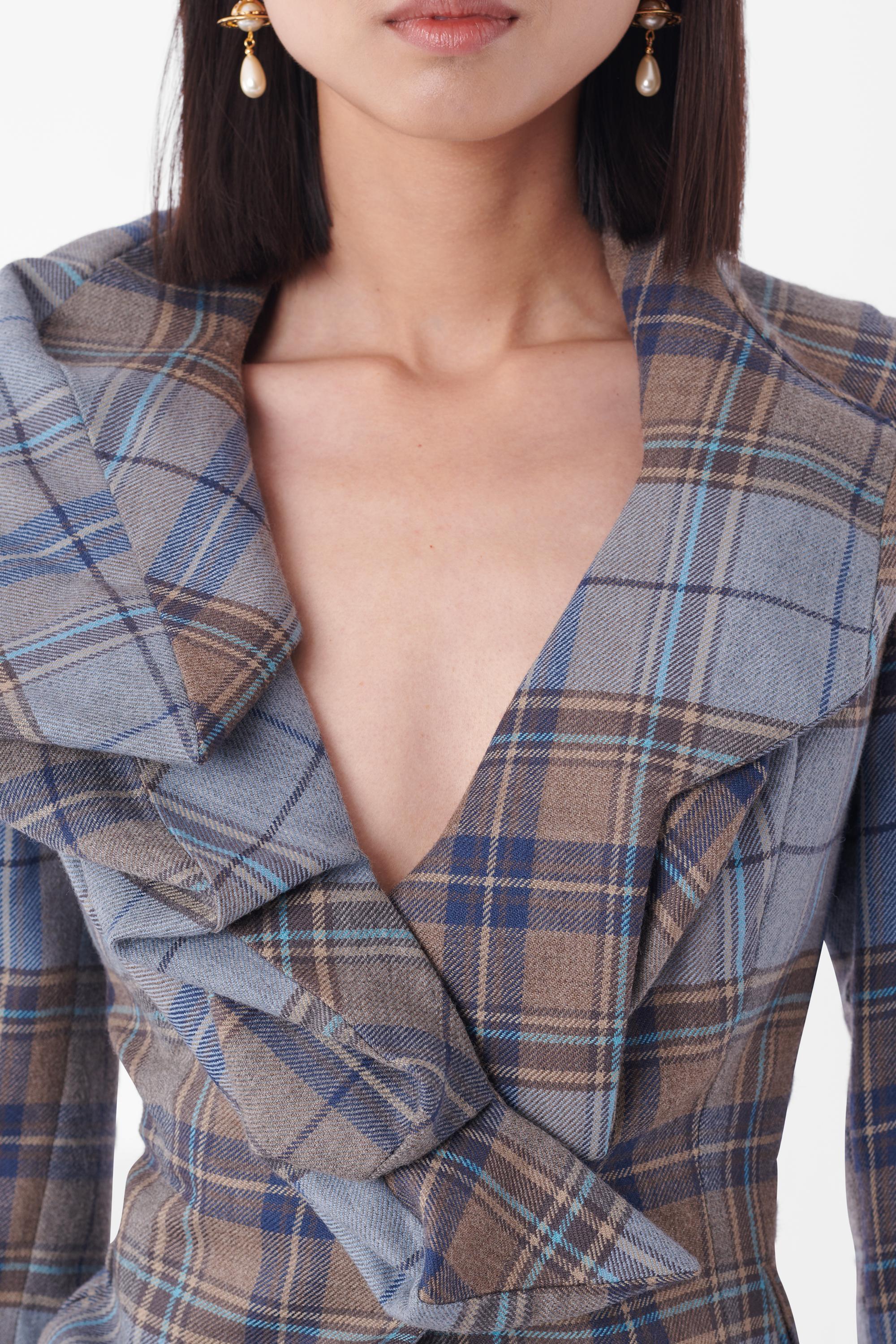 Gray Vintage Vivienne Westwood F/W 2012 Runway Blue Tartan Two Piece Co-ord