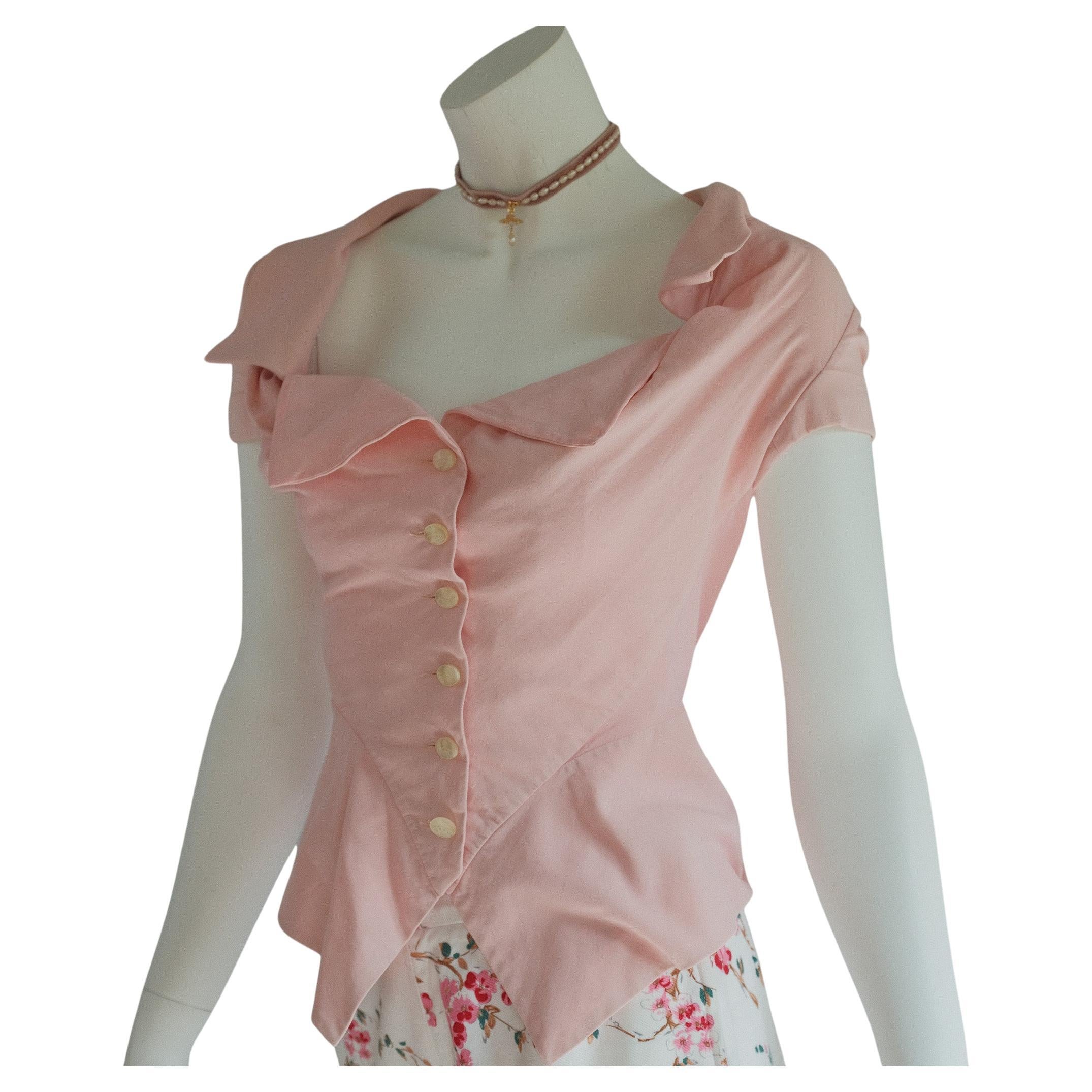 Vivienne Westwood - Bustier rose blush vintage, étiquette dorée, années 1990