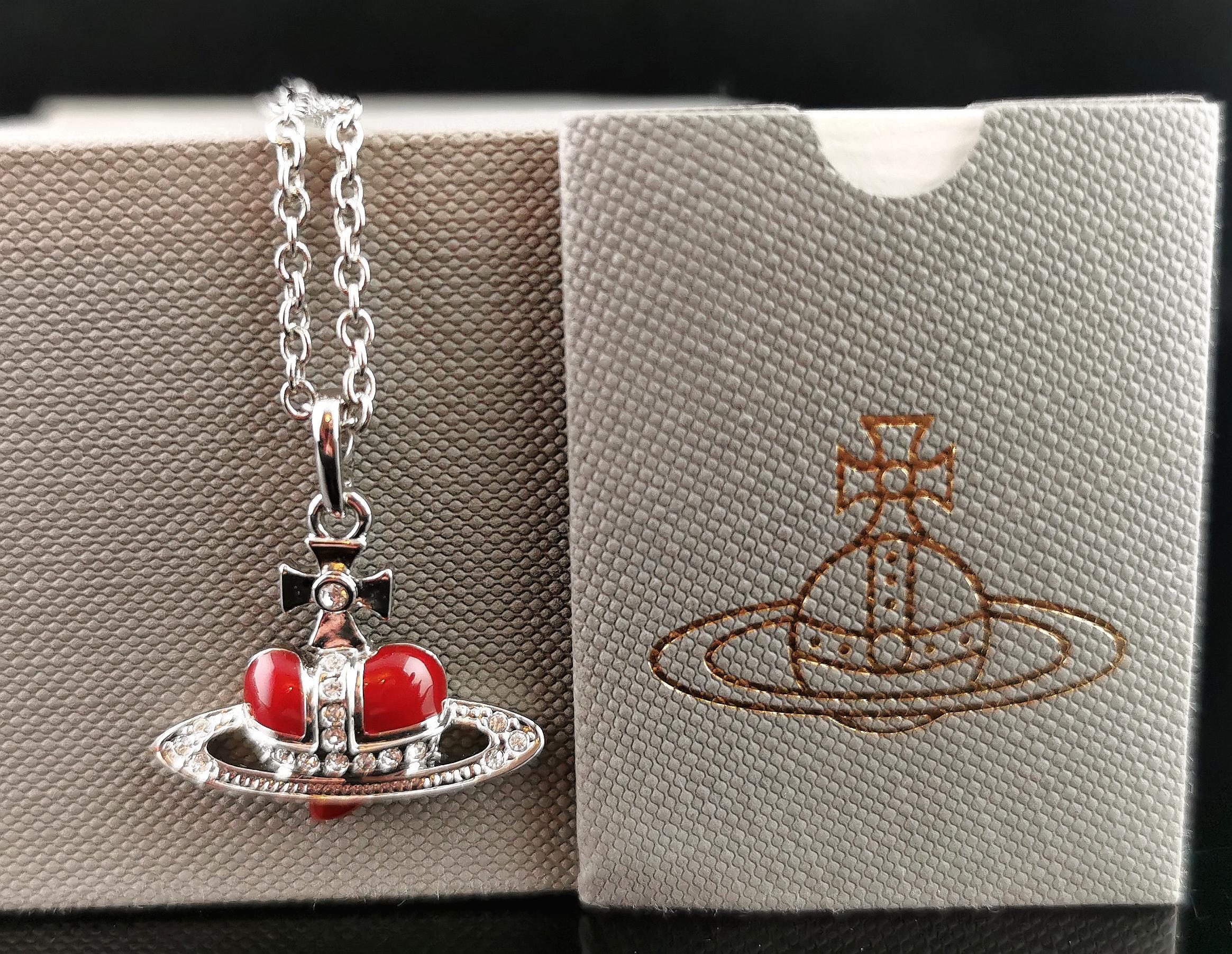 Modern Vintage Vivienne Westwood heart orb pendant necklace For Sale