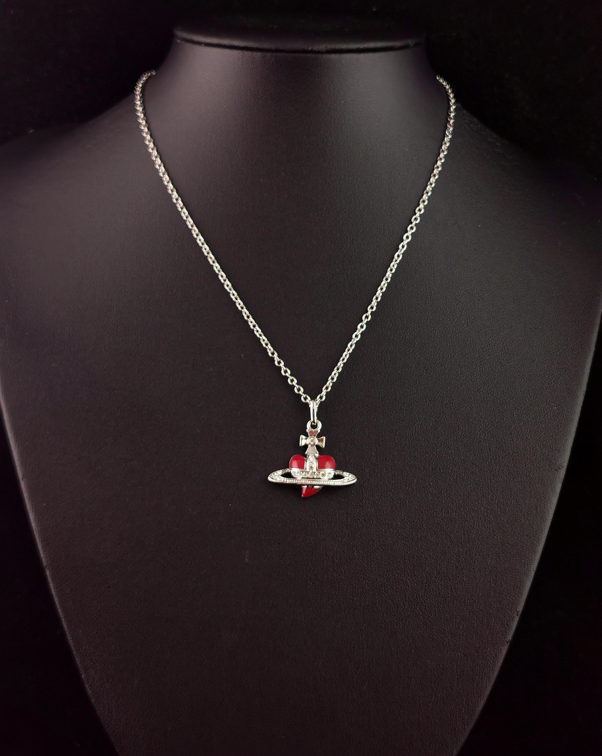 Vintage Vivienne Westwood heart orb pendant necklace For Sale 1