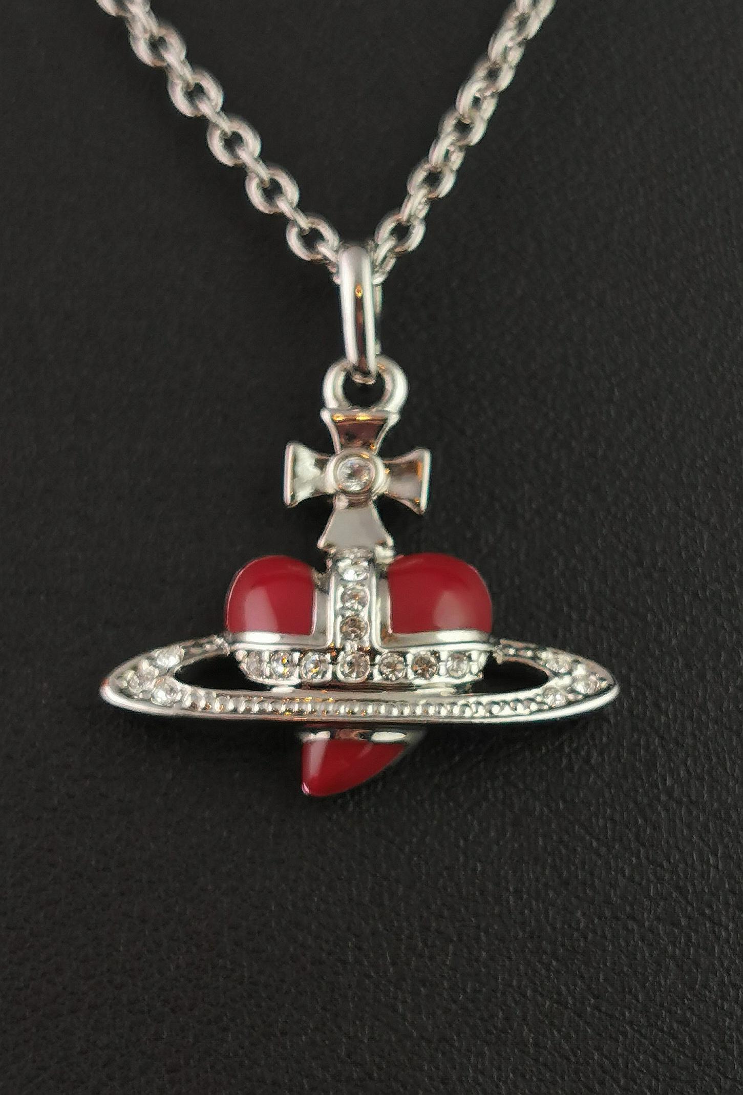 Vintage Vivienne Westwood heart orb pendant necklace For Sale 2