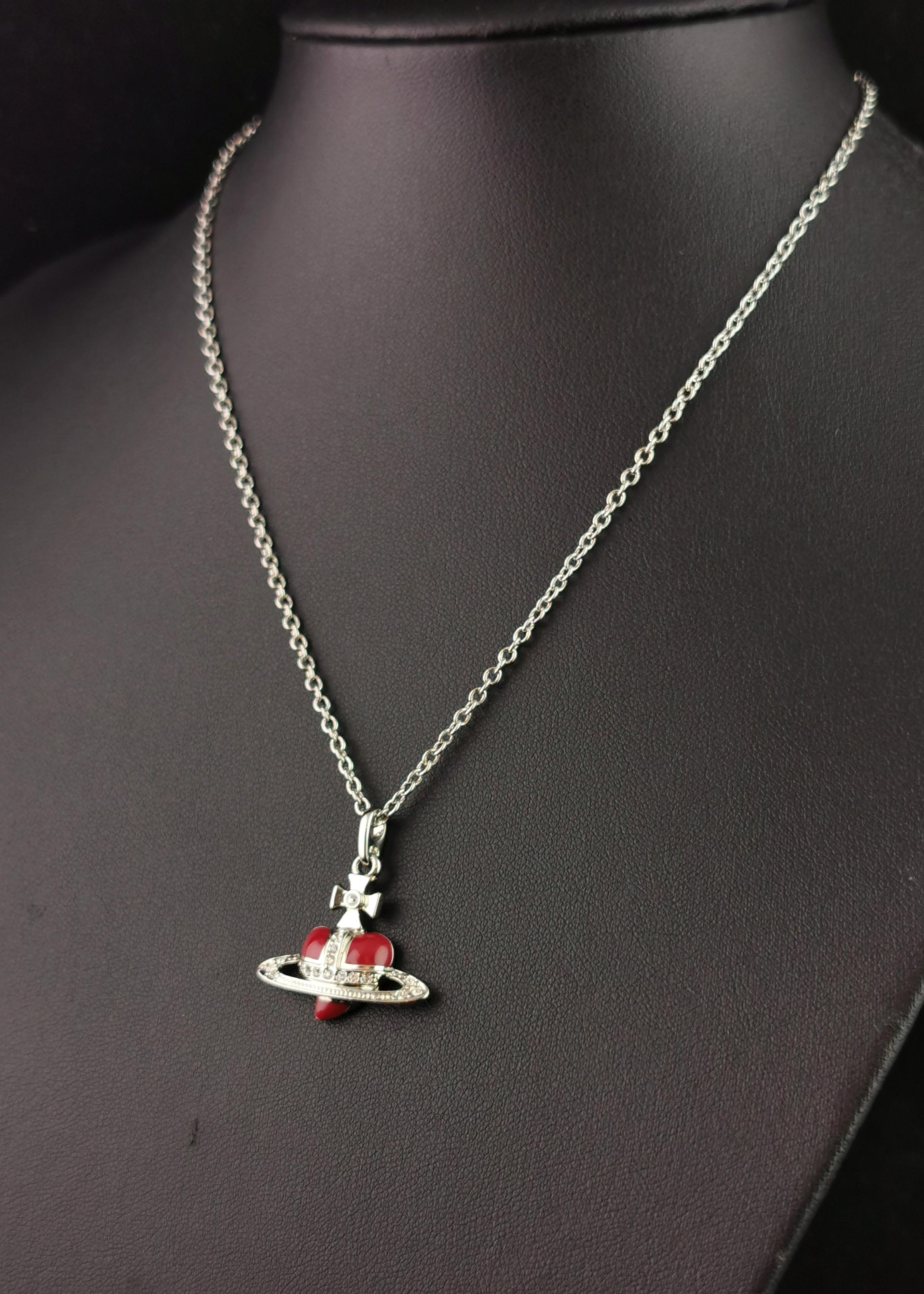 Vintage Vivienne Westwood heart orb pendant necklace For Sale 3