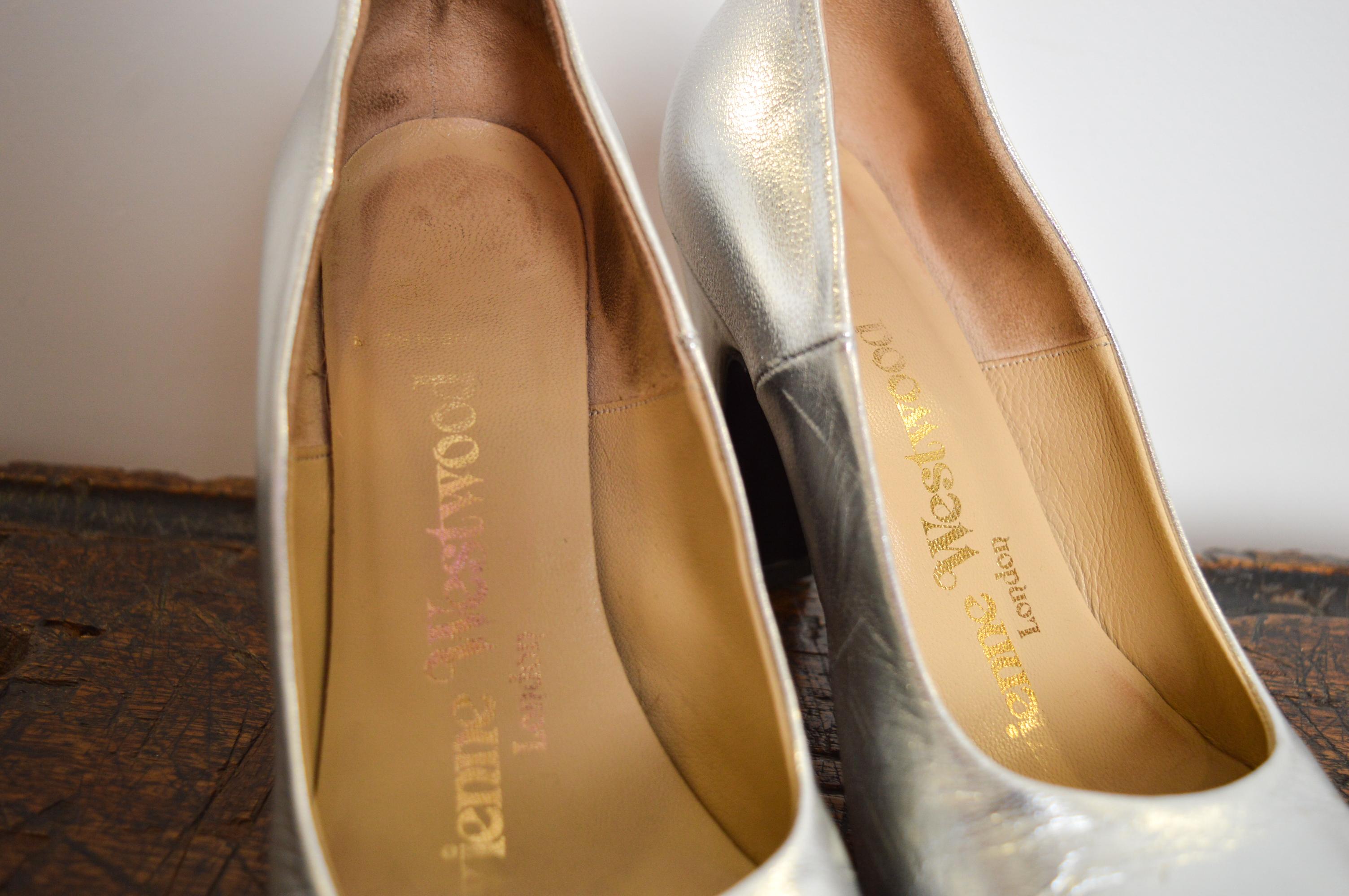Beige Vintage Vivienne Westwood Metallic Silver Animal toe high heels - court shoes