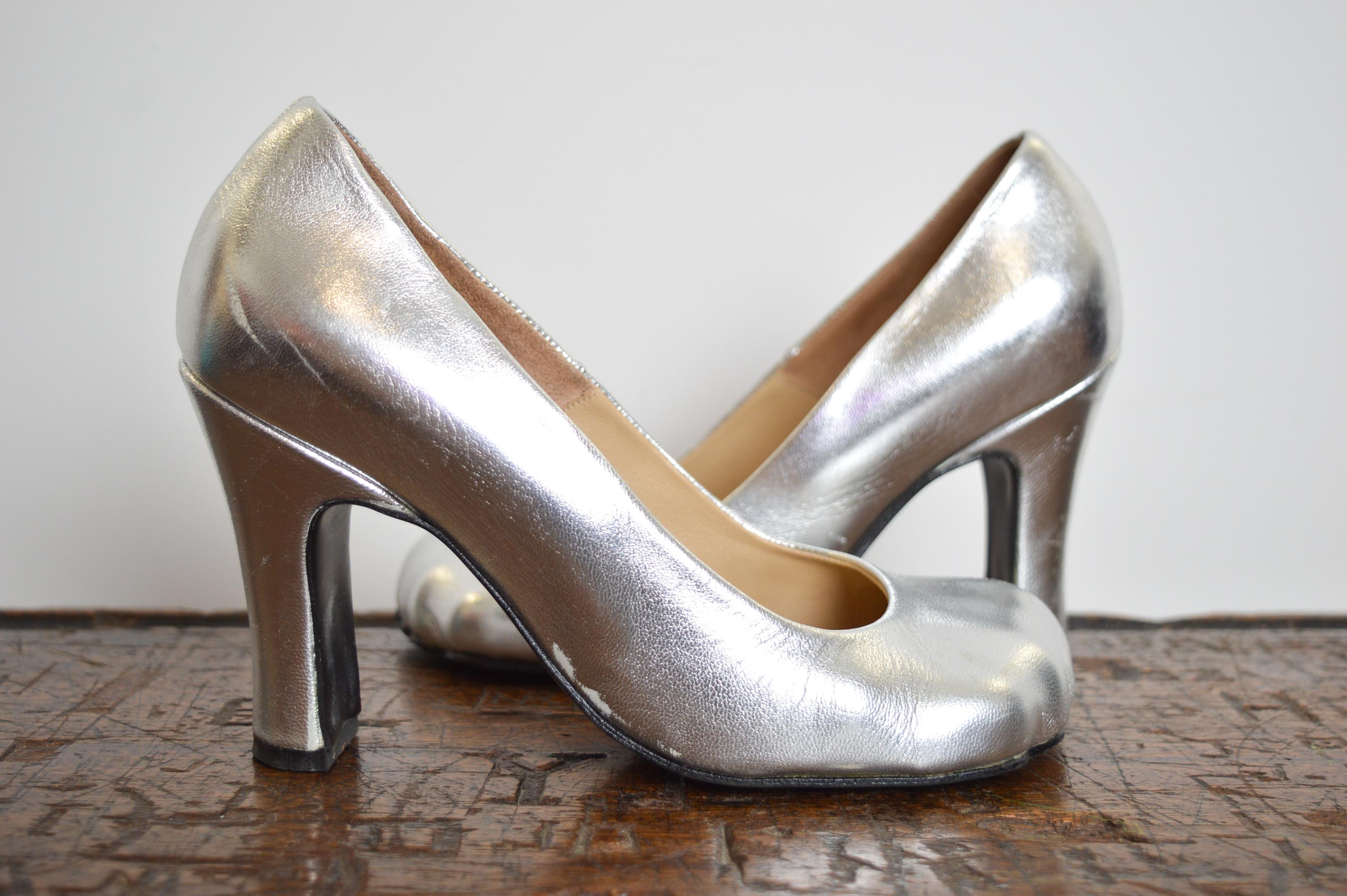 Women's Vintage Vivienne Westwood Metallic Silver Animal toe high heels - court shoes