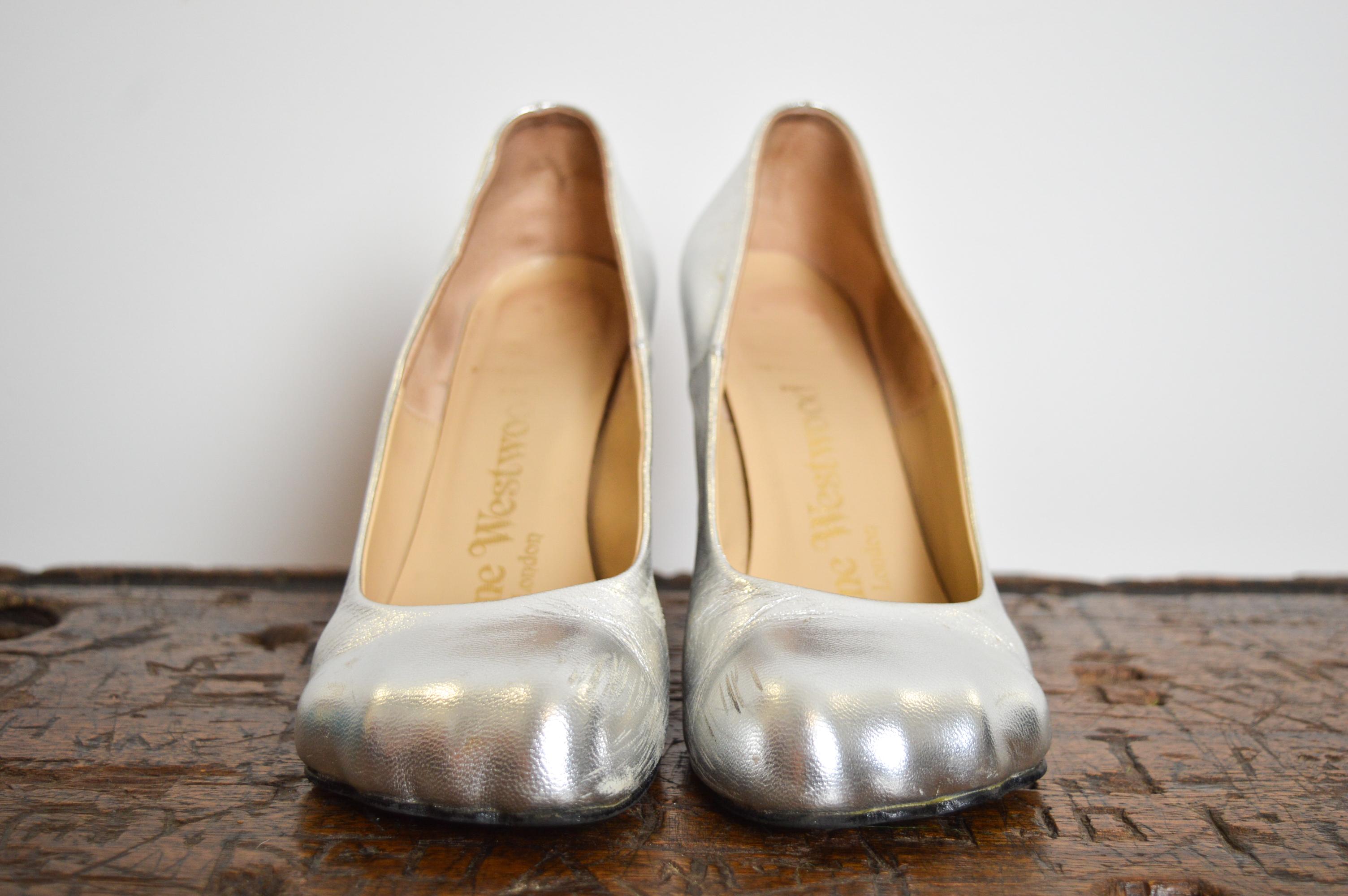 Vintage Vivienne Westwood Metallic Silver Animal toe high heels - court shoes 4