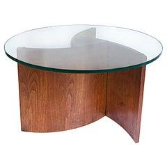 Retro Vladimir Kagan Propellor Form Walnut Coffee Table with Glass Top, 1960s