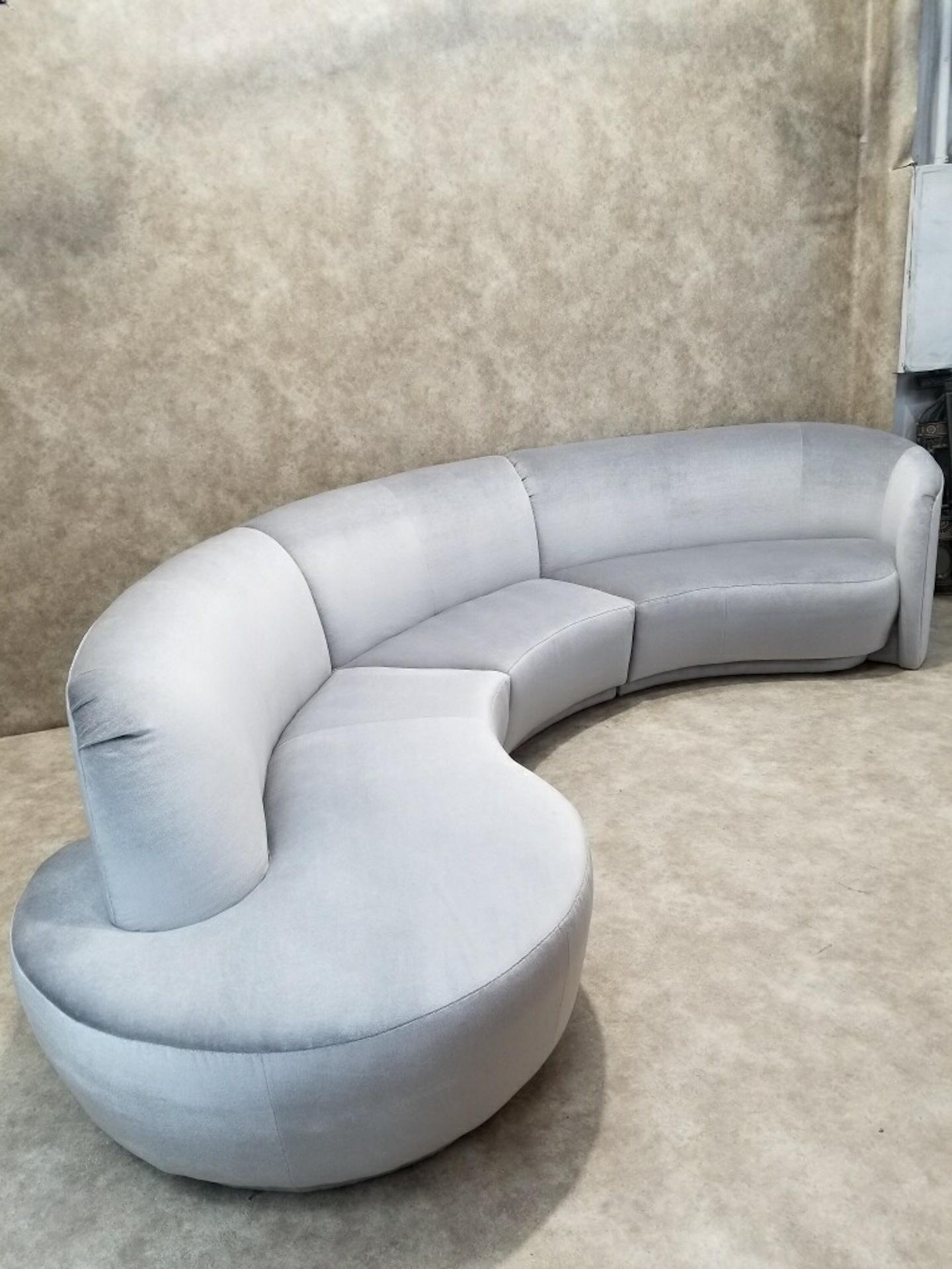 Post-Modern Vintage 3 piece Sectional Sofa Newly Upholstered in Mohair