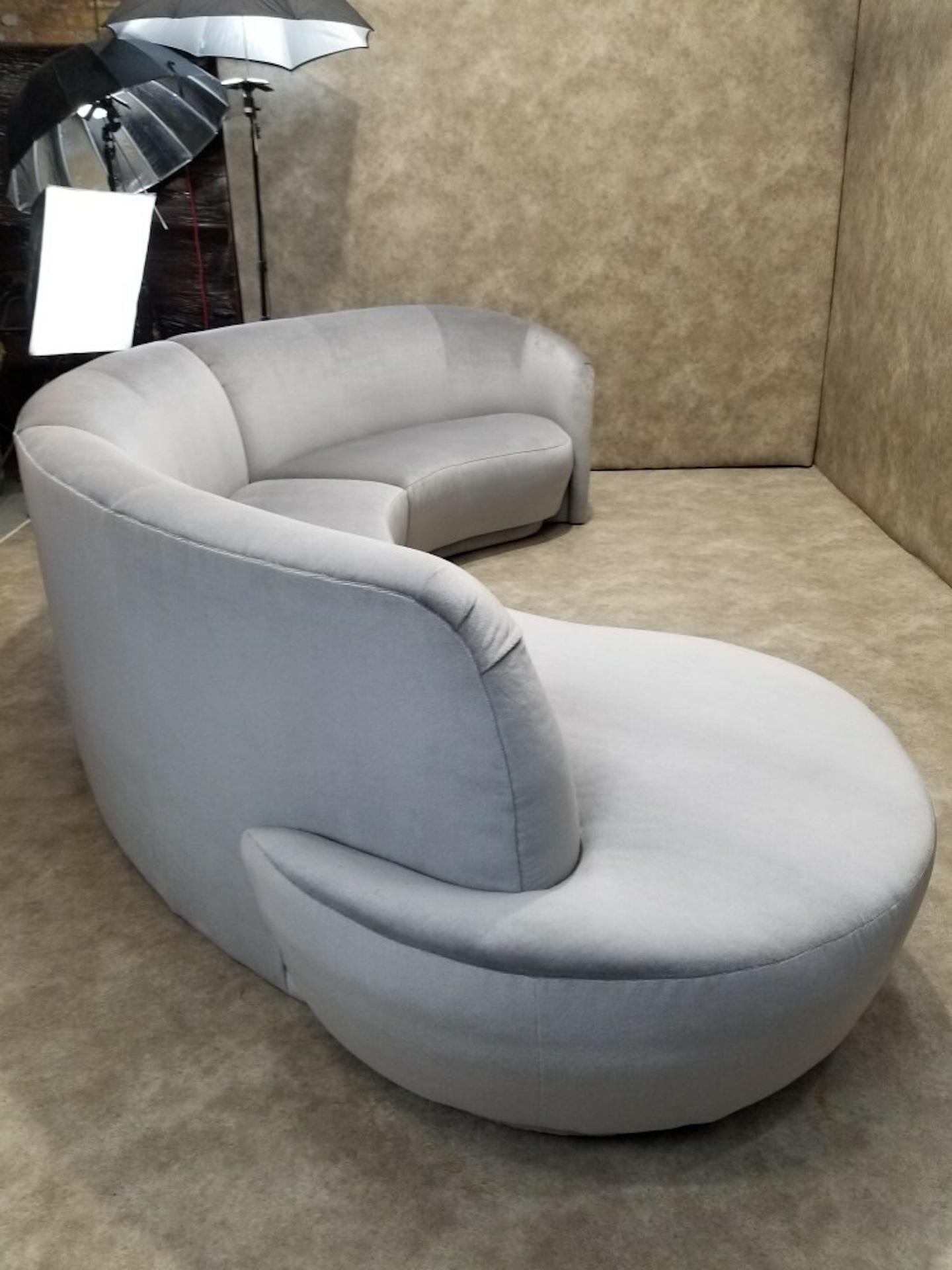 American Vintage 3 piece Sectional Sofa Newly Upholstered in Mohair
