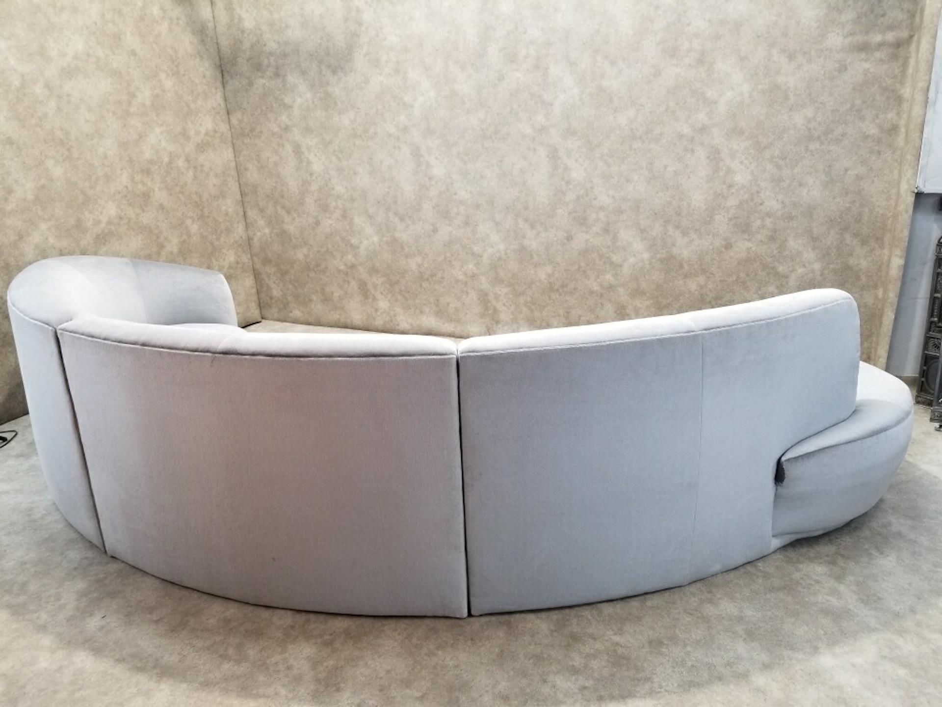 Vintage 3 piece Sectional Sofa Newly Upholstered in Mohair In Good Condition In Chicago, IL