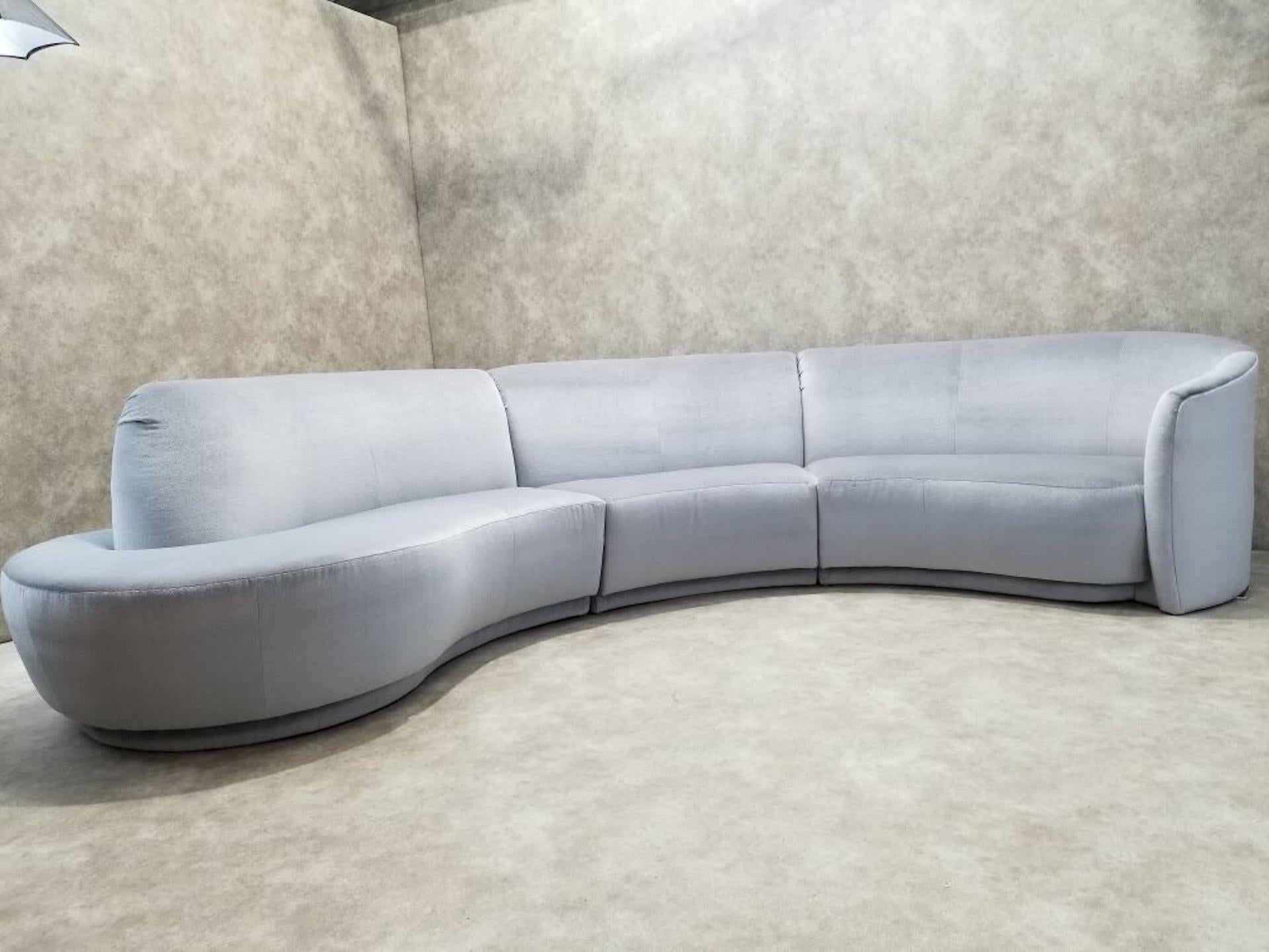 Late 20th Century Vintage 3 piece Sectional Sofa Newly Upholstered in Mohair