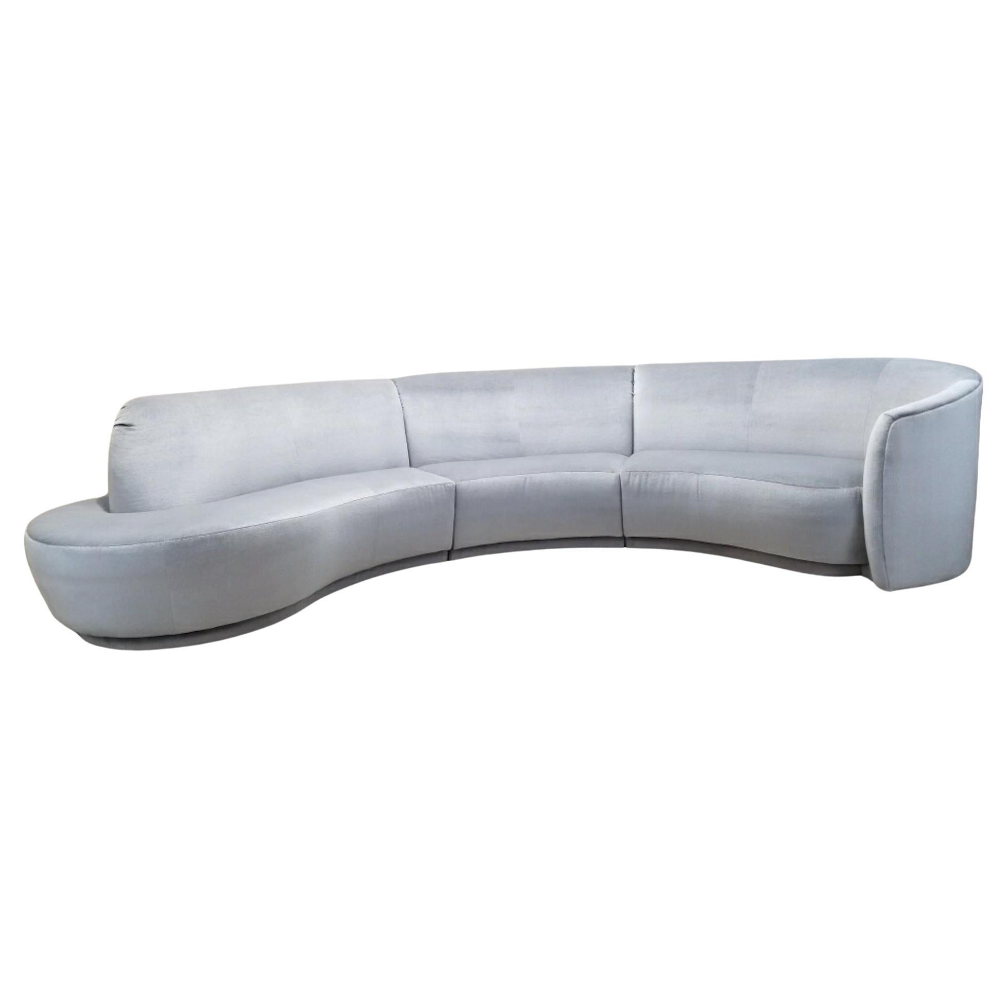 Vintage 3 piece Sectional Sofa Newly Upholstered in Mohair