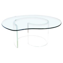 Vintage Vladimir Kagan Style Snail Lucite Glass Mid Century Modern Coffee Table