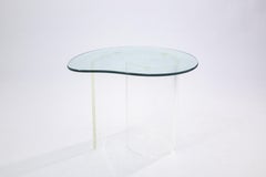 Vintage Vladimir Kagan Style Snail Lucite Glass Mid Century Modern Side Table