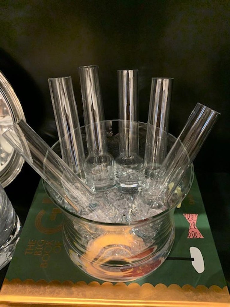 Vintage Vodka Glass Chiller with Ice Bucket and 6 Shot Glasses at 1stDibs