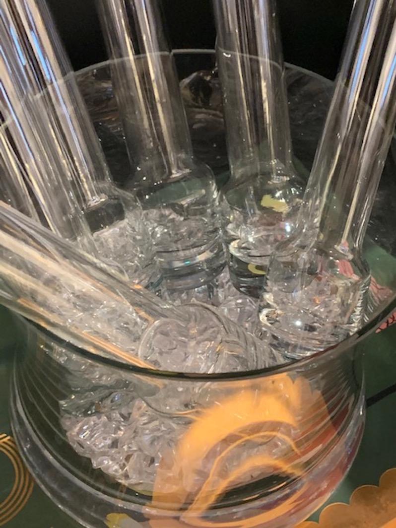 Vintage Wodka Glaskühler mit Eiskübel und 6 Schnapsgläsern 1