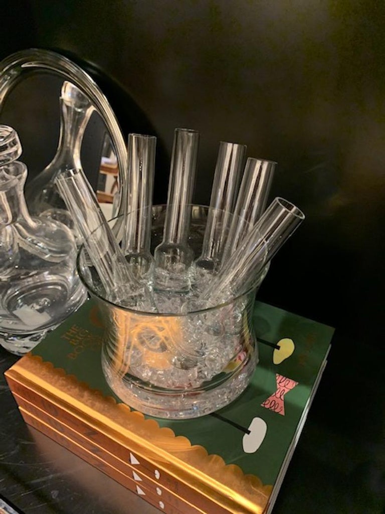 Vintage Vodka Glass Chiller with Ice Bucket and 6 Shot Glasses at 1stDibs
