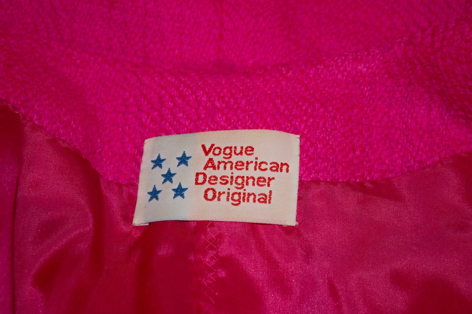 Vintage Vogue America Diseñador Original Traje Falda Rosa en venta 2