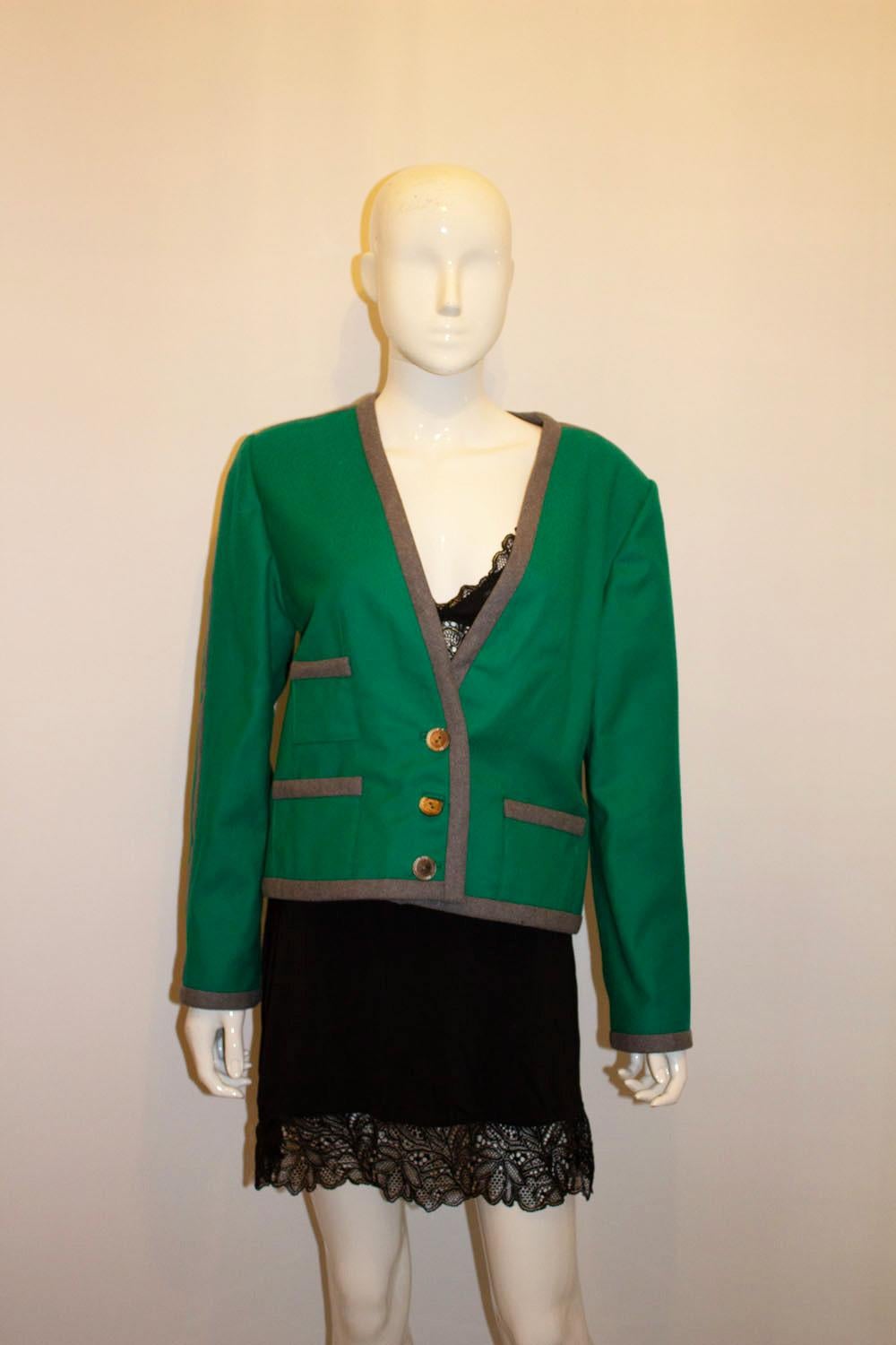 Vintage Vogue America Grey and Green Wool Jacket In Good Condition For Sale In London, GB