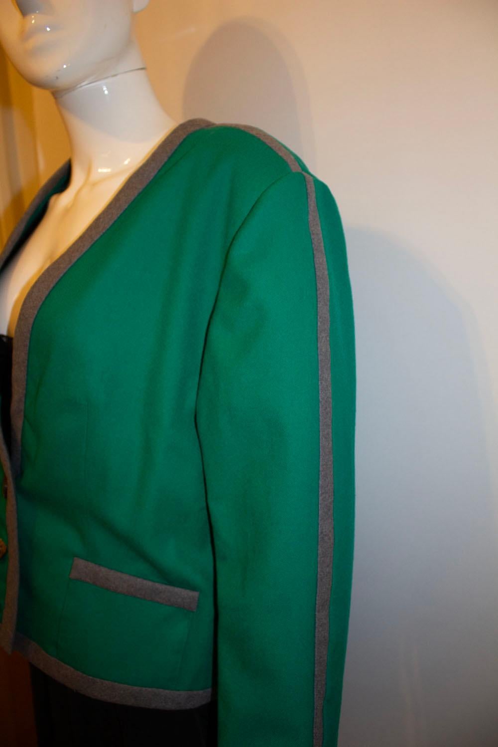 Women's or Men's Vintage Vogue America Grey and Green Wool Jacket For Sale