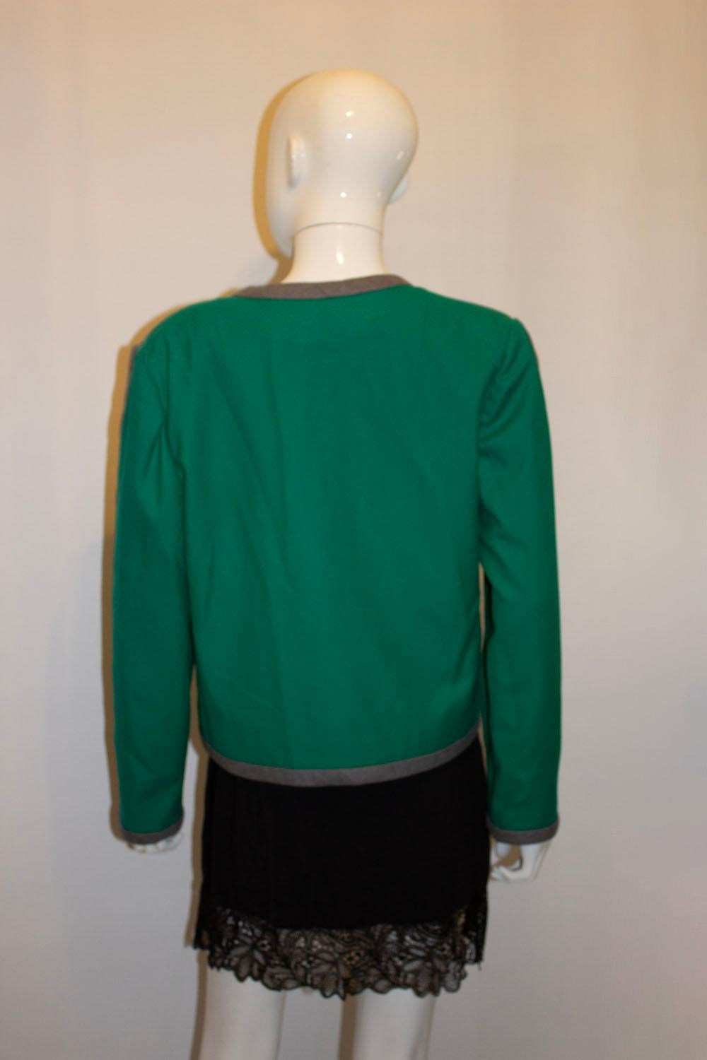 Vintage Vogue America Grey and Green Wool Jacket For Sale 1