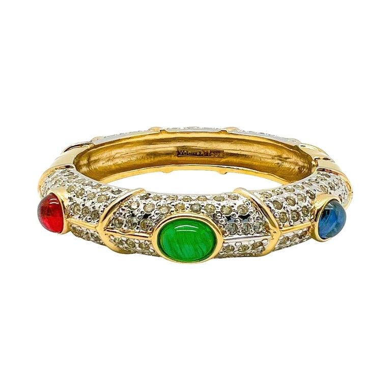 Magnifique broche de bijoux vintage signée Avante Cabochon Croix de