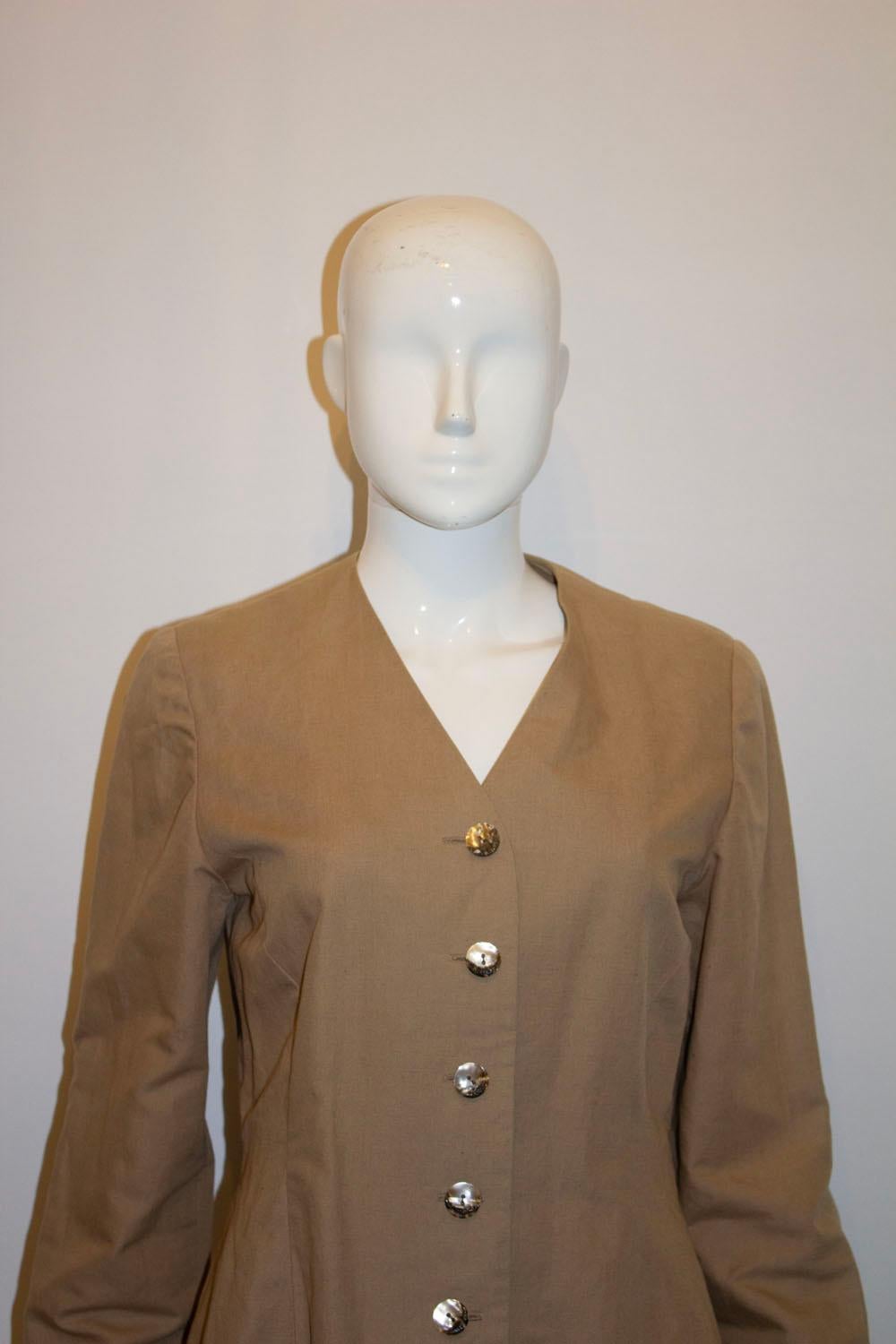 Brown Vintage Vogue Designer Original Linen Jacket For Sale