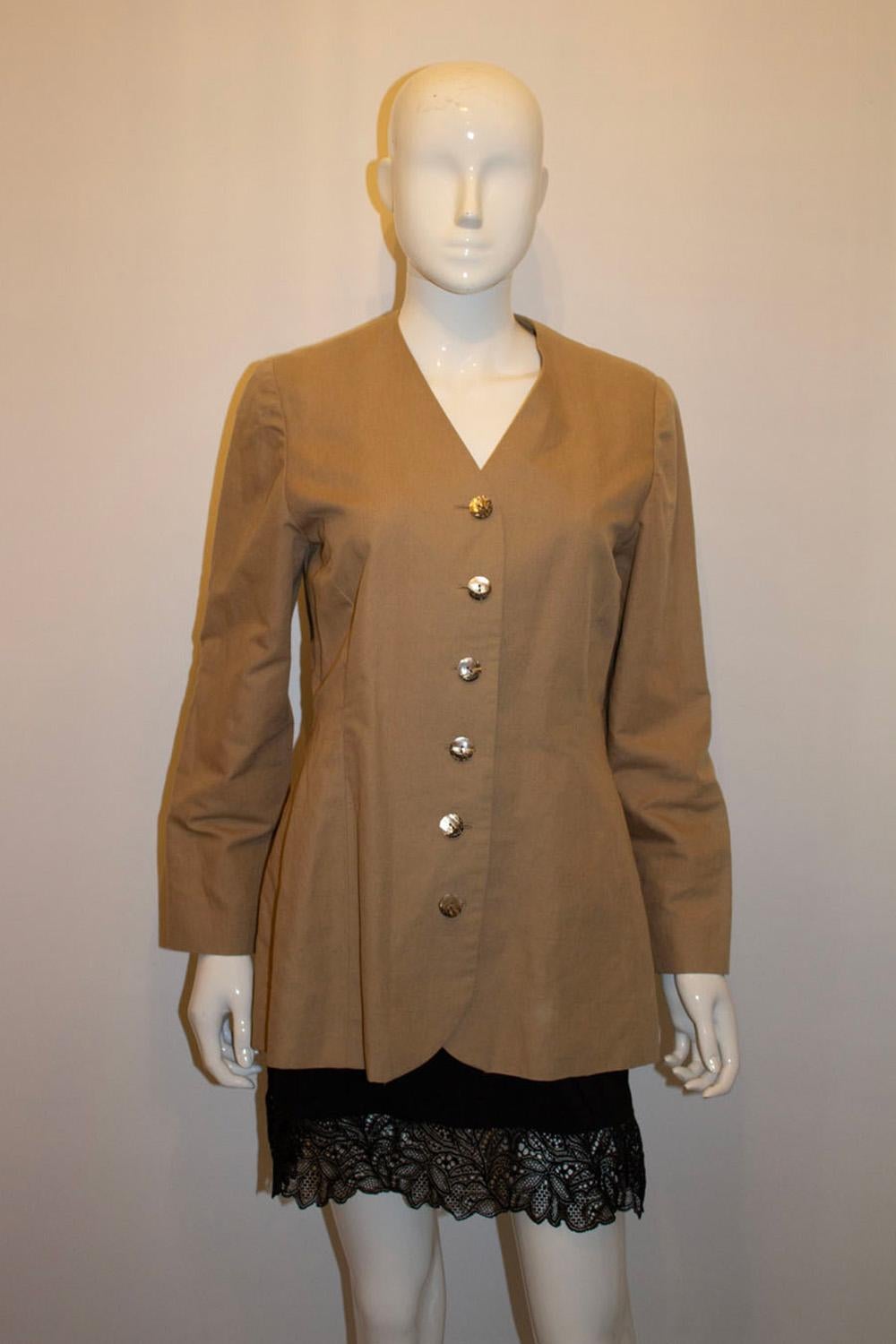 Vintage Vogue Designer Original Linen Jacket For Sale 2