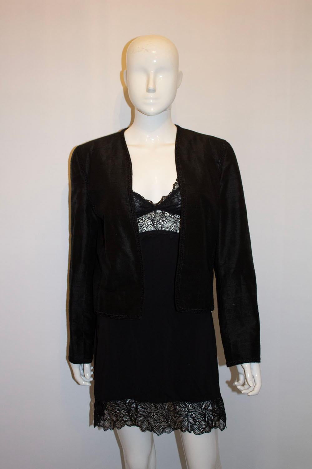 Women's or Men's Vintage Vogue Paris Original Black Silk Evening Jacket For Sale