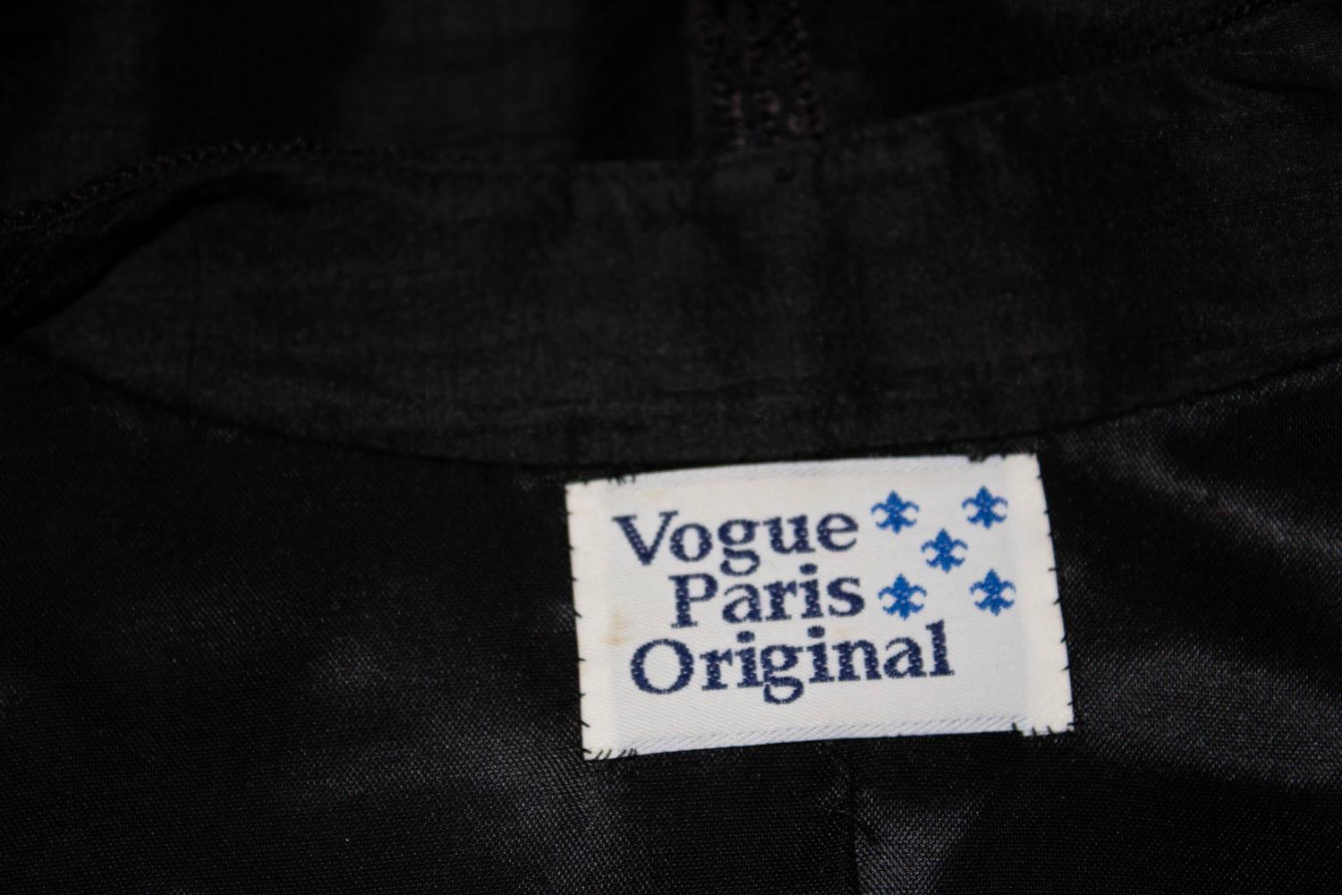Vintage Vogue Paris Original Black Silk Evening Jacket For Sale 1