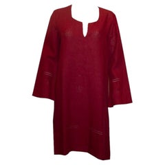 Abito rosso vintage in lino Volga
