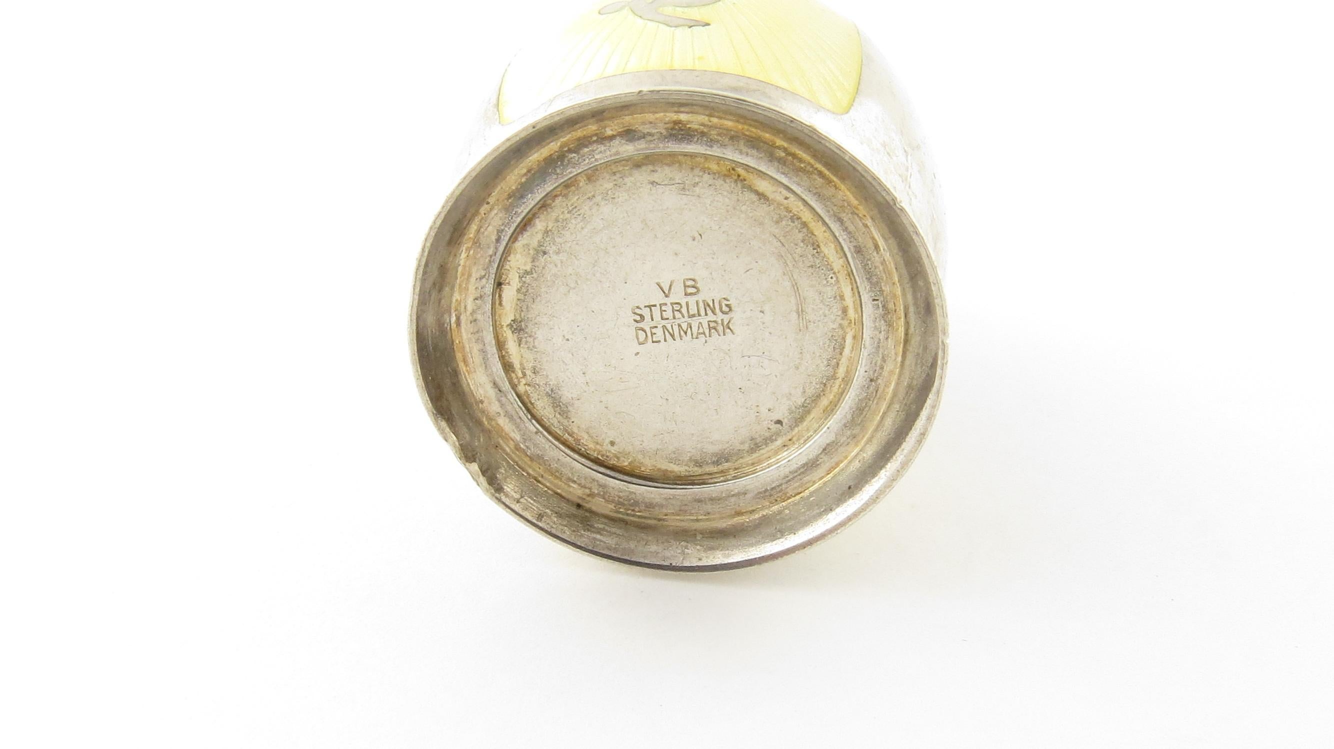 Vintage Volmer Bahner Denmark Sterling Silver White Enamel Salt Shaker 2