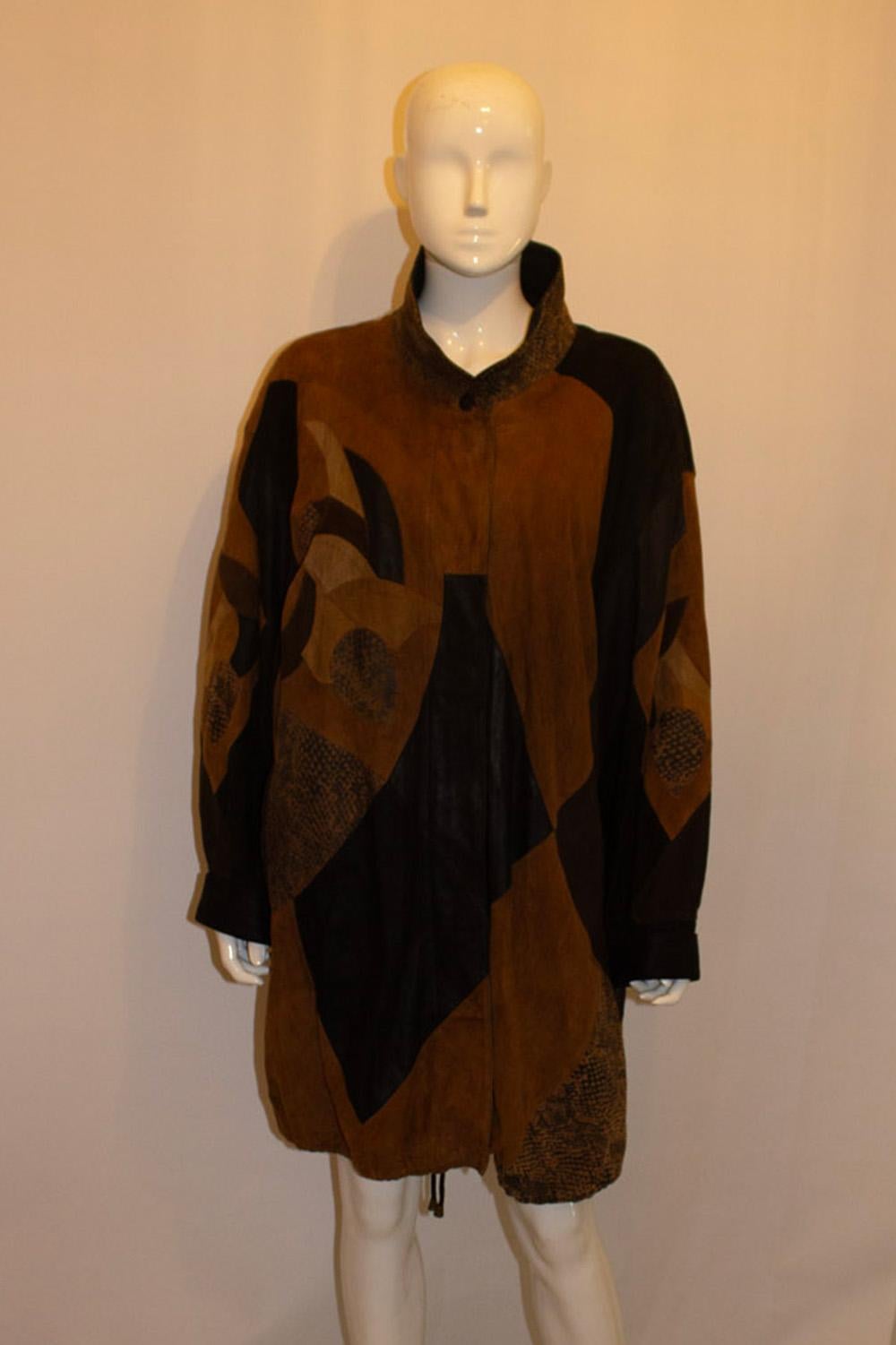 Women's or Men's Vintage Von Holt Collection Suede and Leather Coat For Sale
