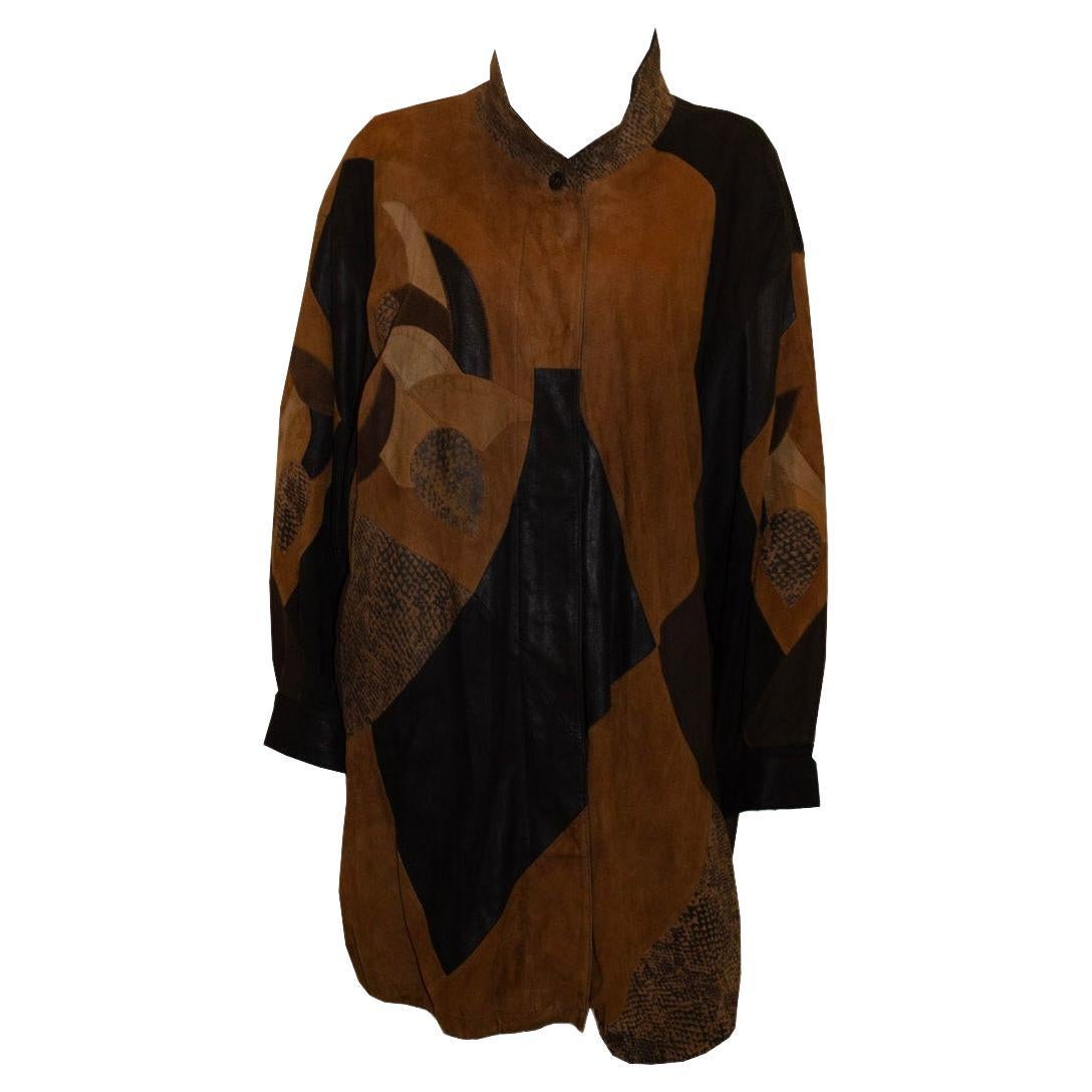Vintage Von Holt Collection Suede and Leather Coat For Sale