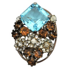 Broche vintage Voque strass chapado en oro de ley  1940 EEUU