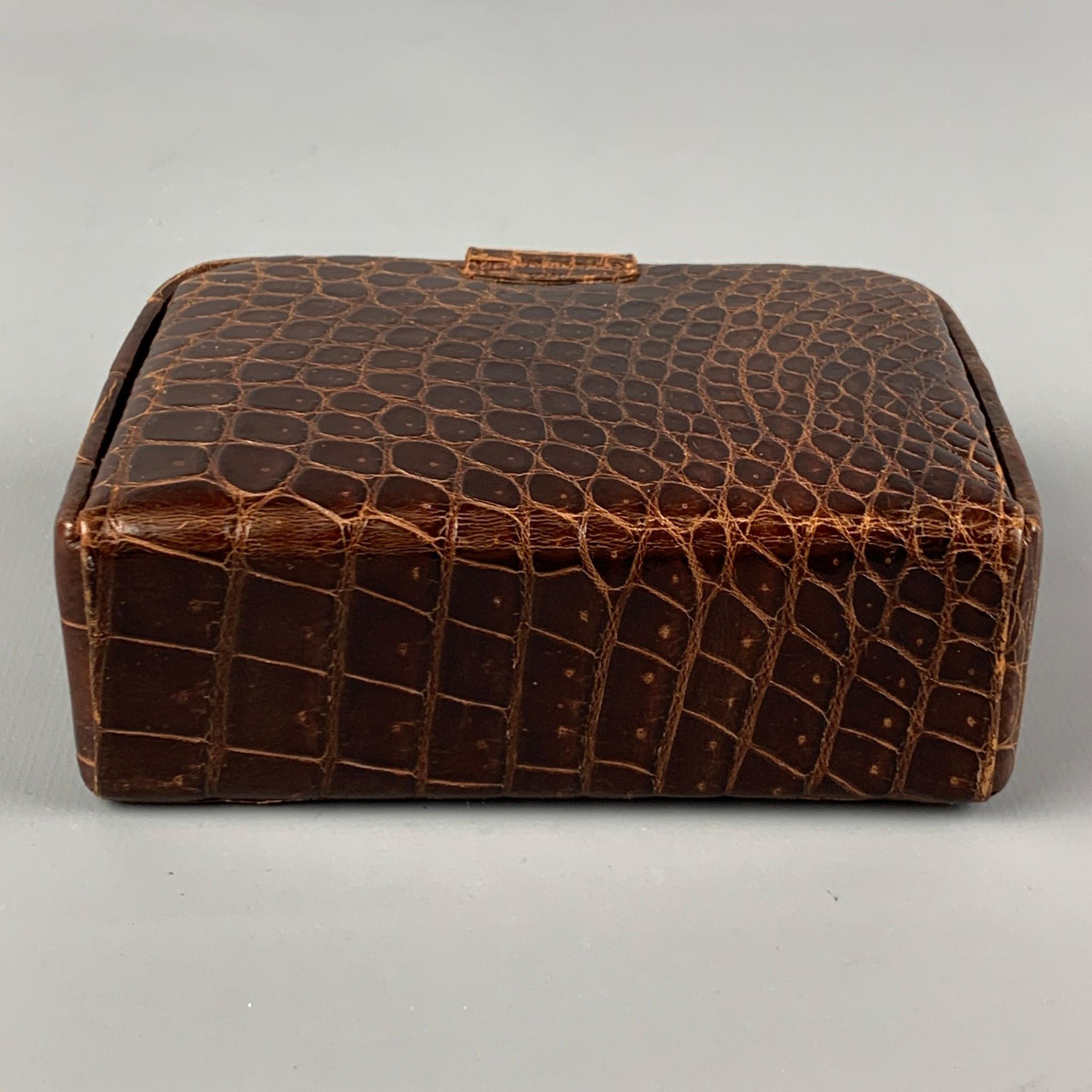Black Vintage VOUGE Of Calif. Brown Alligator Leather Jewelry Case