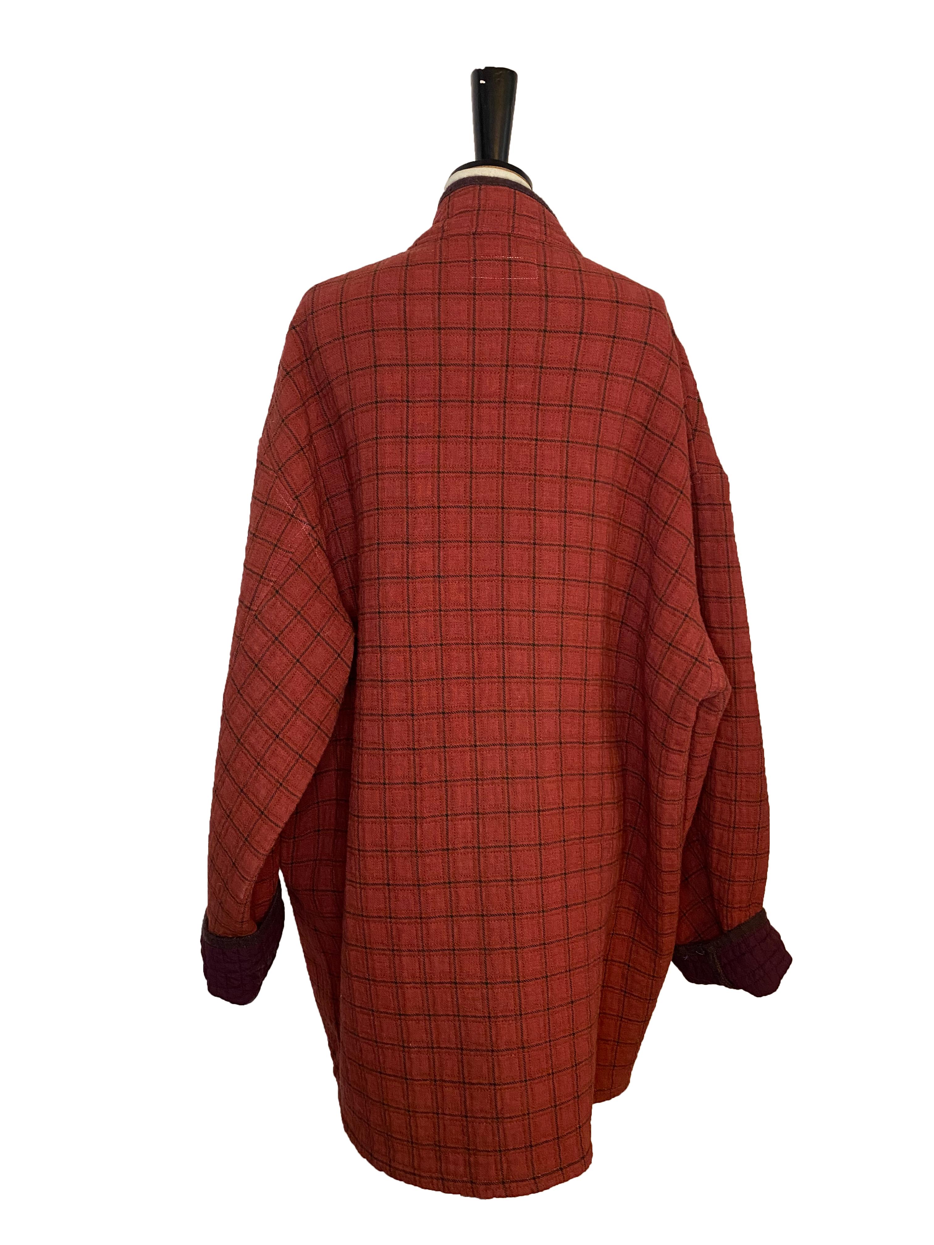 Marron Manteau à carreaux Vintage Voyage Unisex en vente