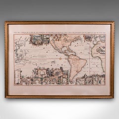 Vintage Voyage Map, French, After Henri Chatelain, Americas, Framed Cartography