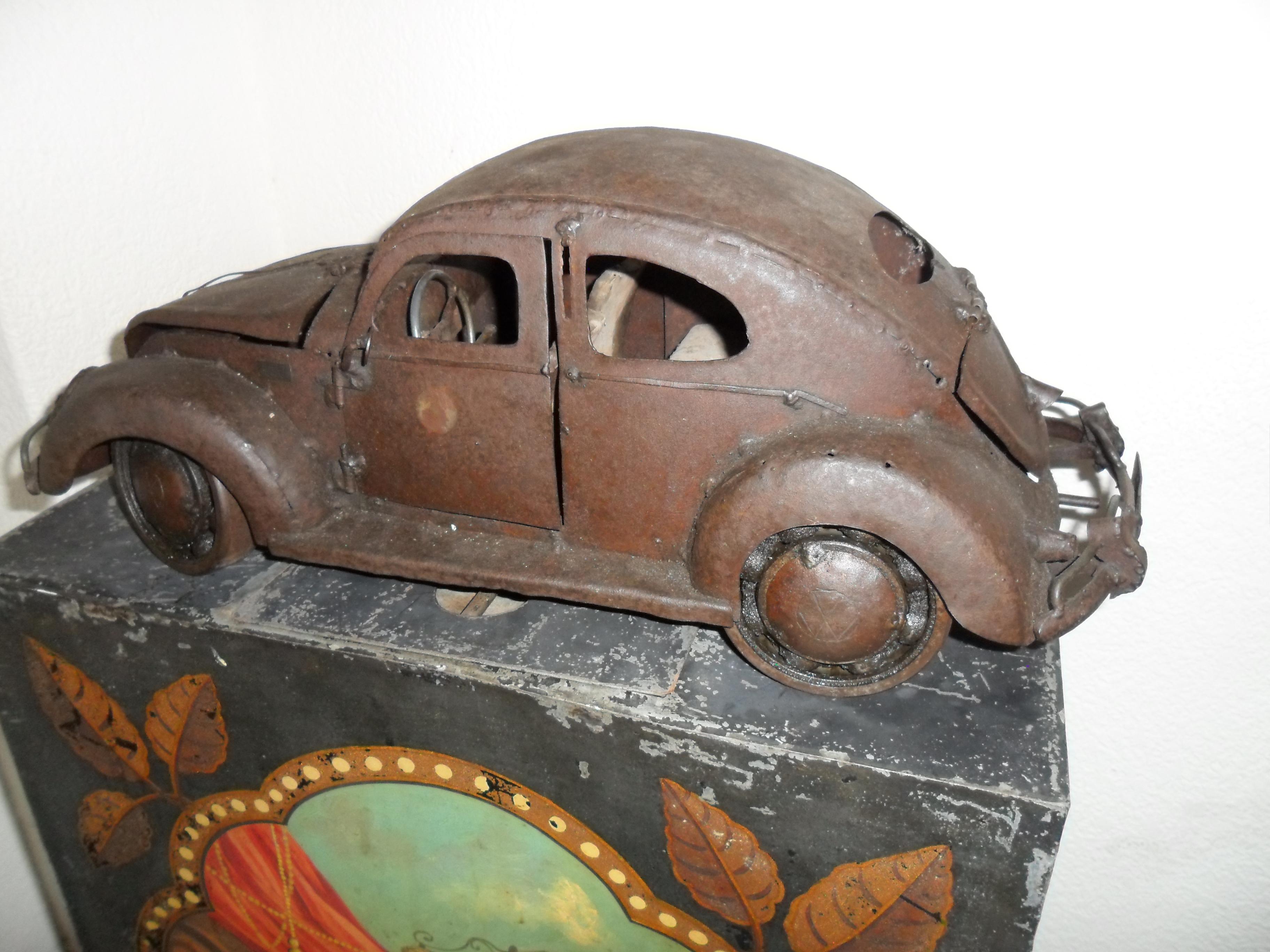 Mid-20th Century Brutalist VW Beetle  Metal Sculpture by Antonio Fortanel, Mexico, 1960s For Sale