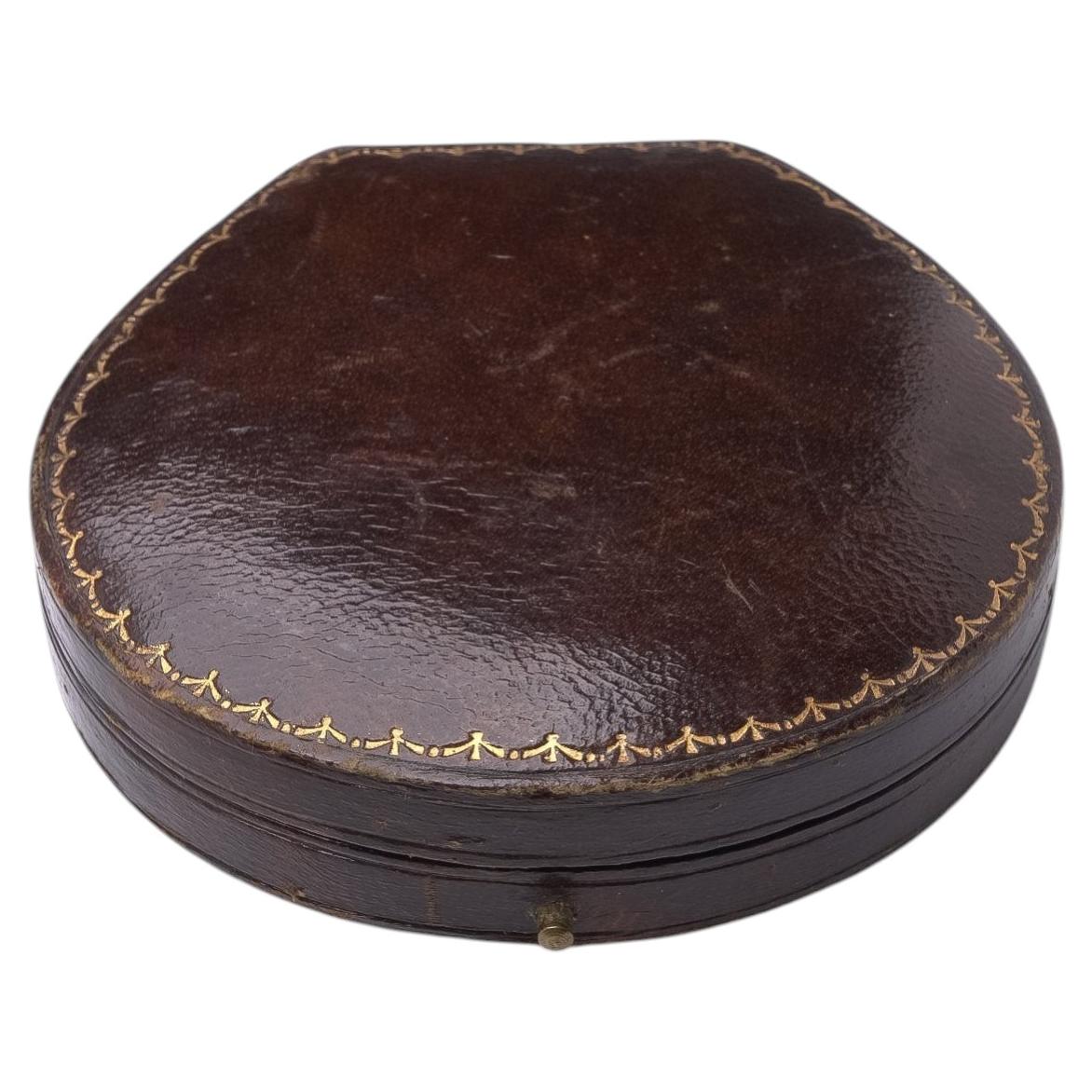 Vintage W. Brough & Son Round Jewellery Box, Early 20th Century For Sale