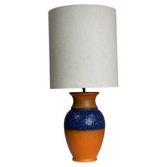 Vintage W. Germany Ceramic Table Lamp, Orange Base, 1960s Design