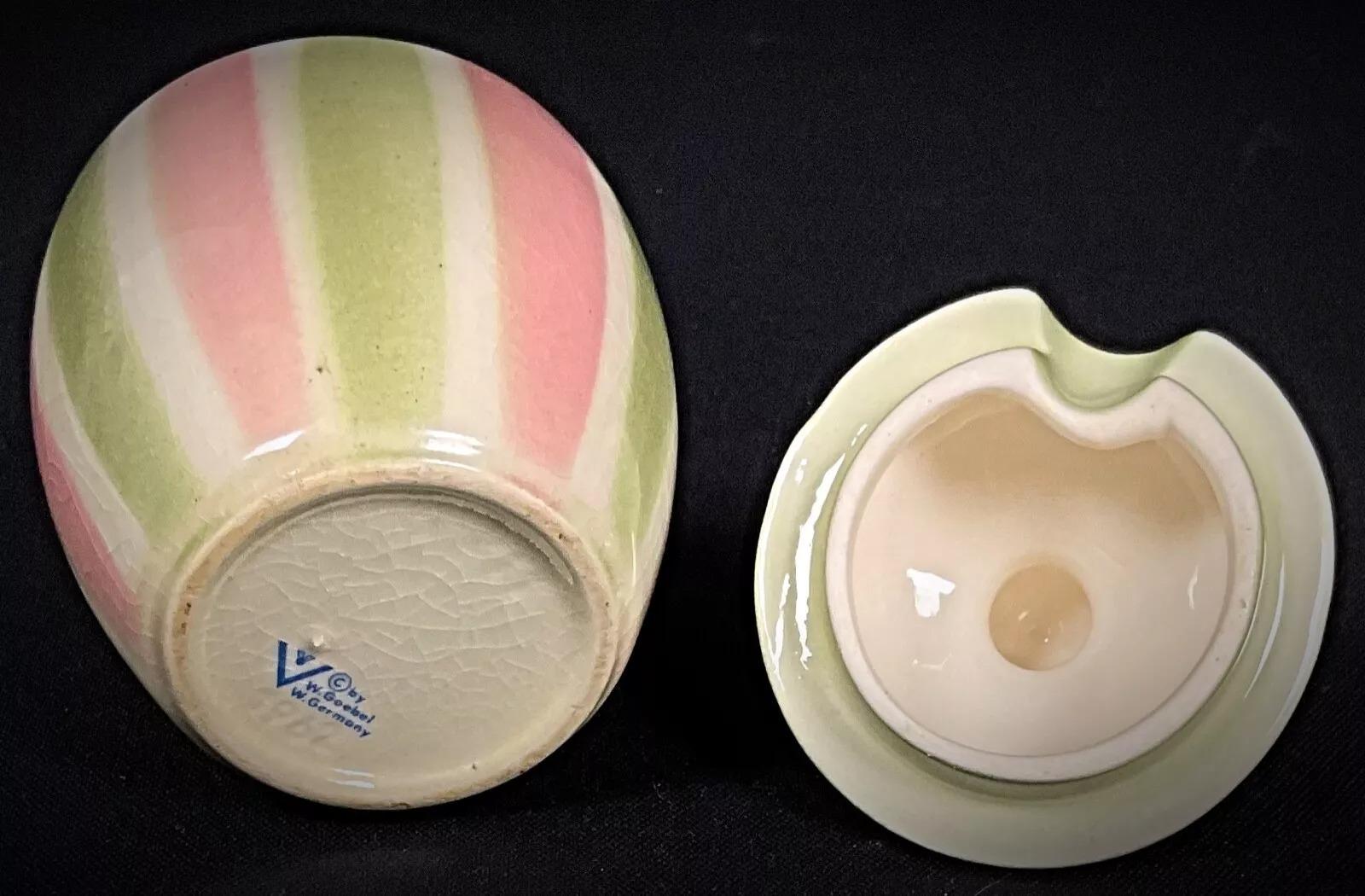 French Vintage W. Goebel Mustard Pot – Enameled & Crackled Glaze, West Germany - 2Y374 For Sale