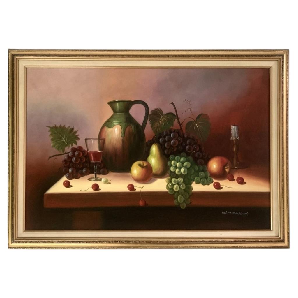 Vintage W. Jenkins Oil On Canvas Still Life