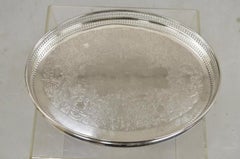 Vintage WA Italy Oval Silver Plated Pierced Gallery Serving Platter Tray